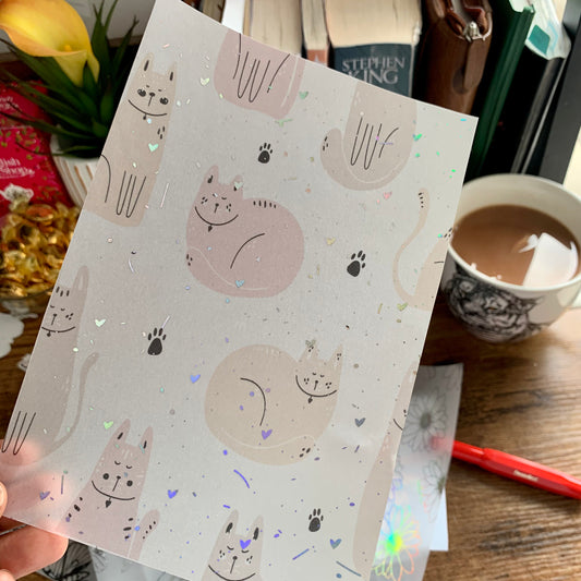 Foiled Sleepy Pastel Cats Vellum Planner Dashboard- Kat & the Gang II