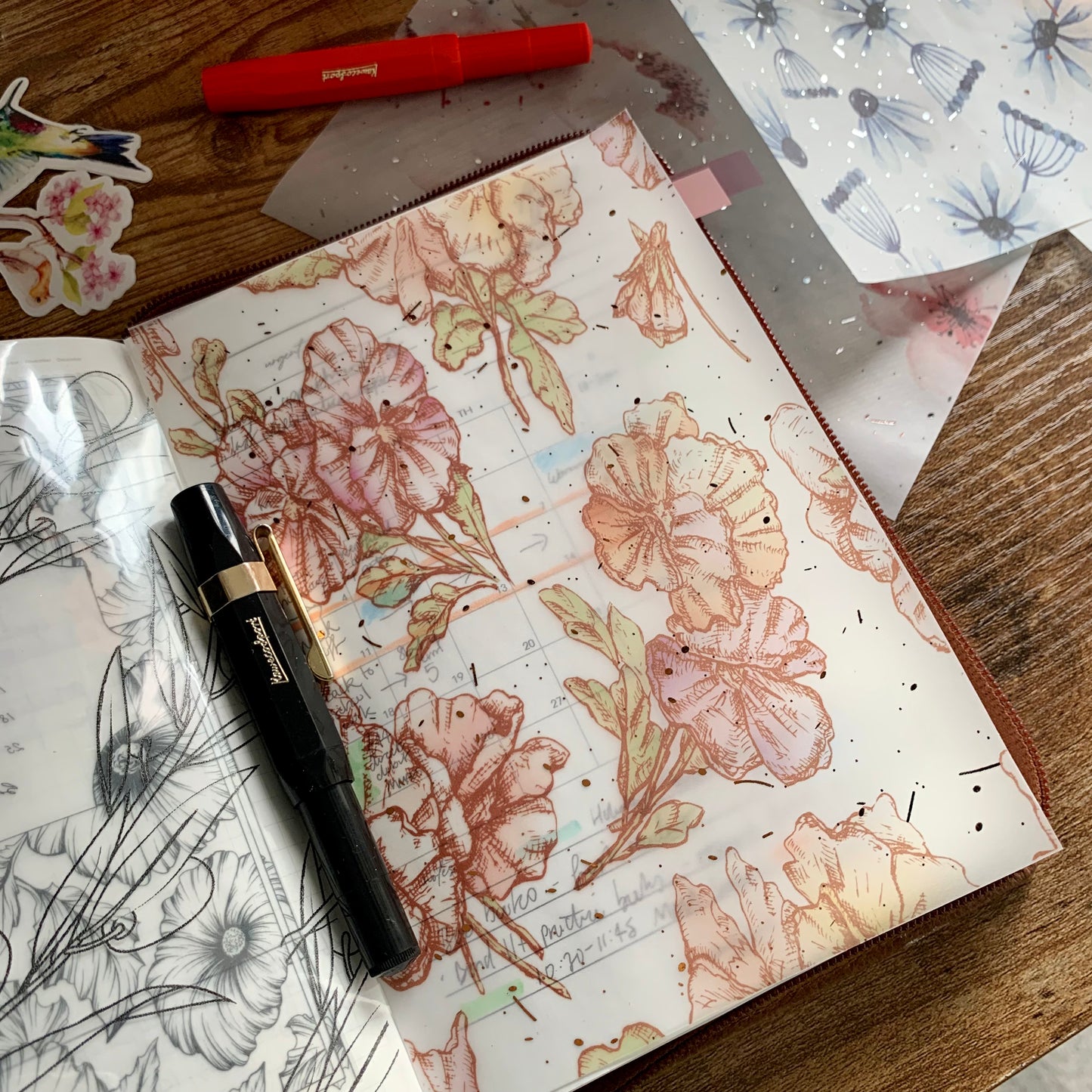 Pansies Floral - Vellum Planner Dashboard - Copper Foil - Sandy
