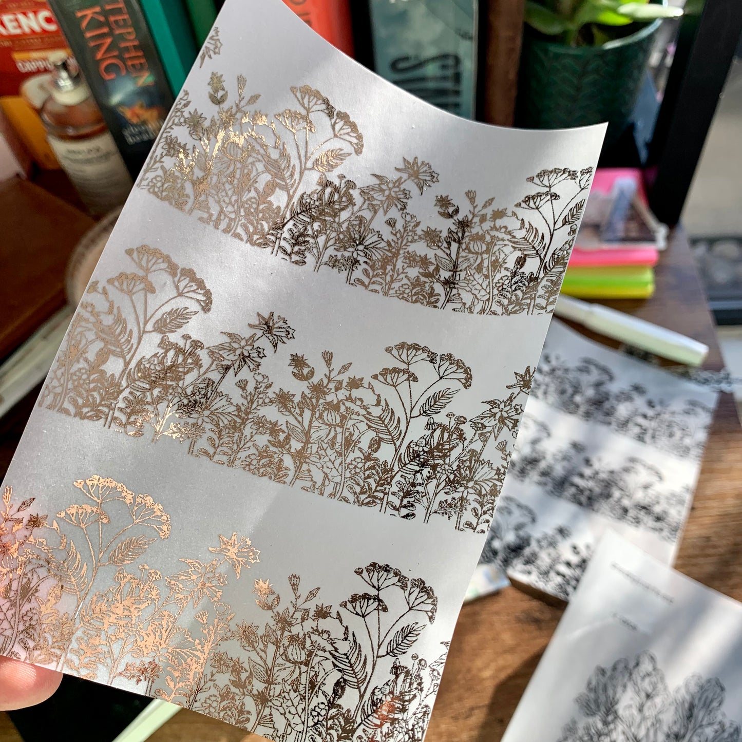 Rose Gold Foiled Hand drawn Botanical Floral Patter- Vellum X Acetate Planner Dashboard - Secret Garden
