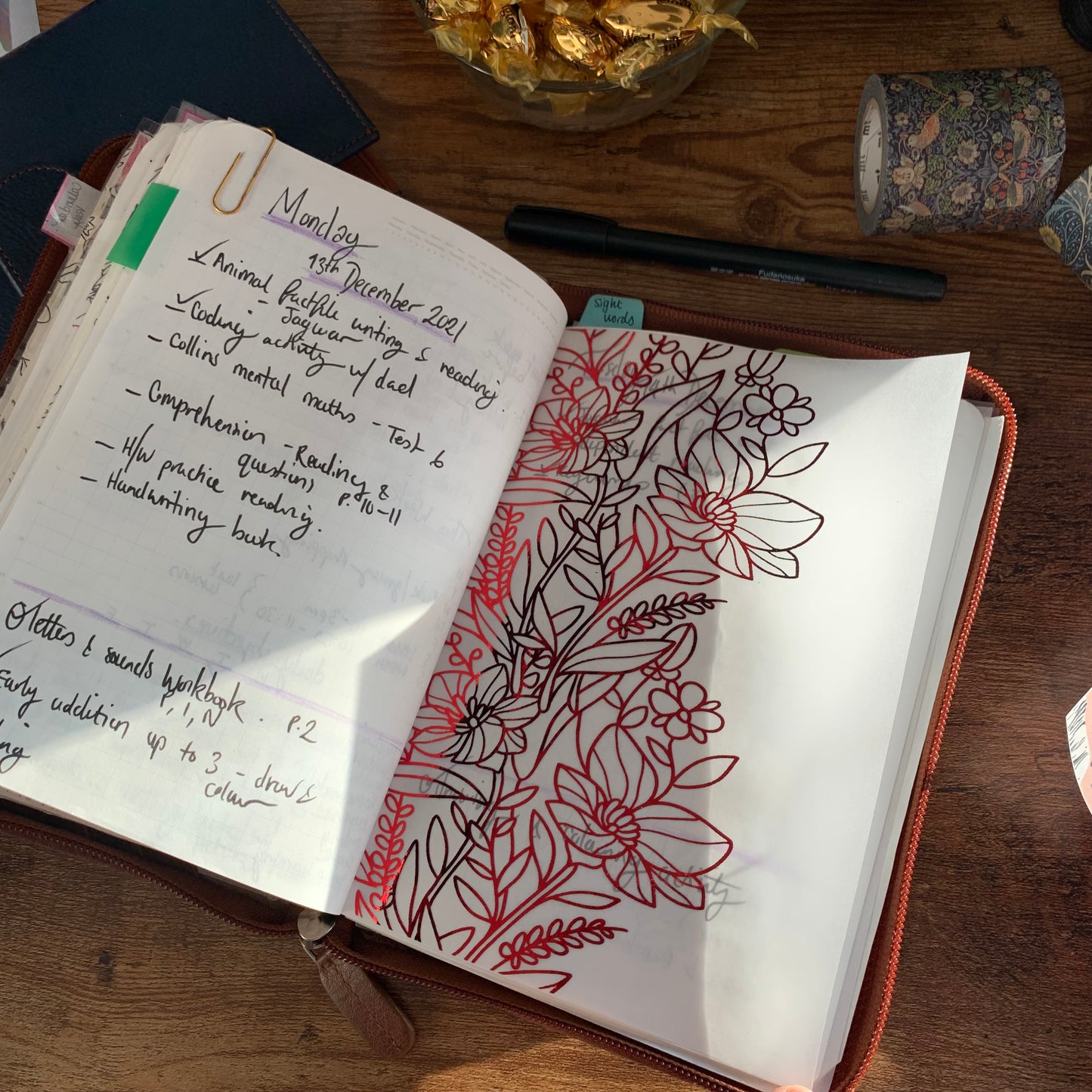Juliet Floral - Vellum X Acetate Planner Dashboard - Ruby Red Foil