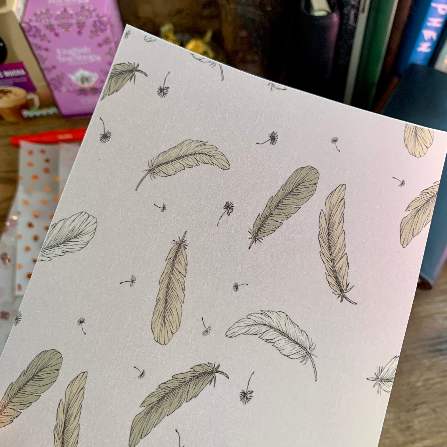 Pink & Brown Hand Drawn Feather Pattern - Vellum Planner Dashboard - Birds of a feather