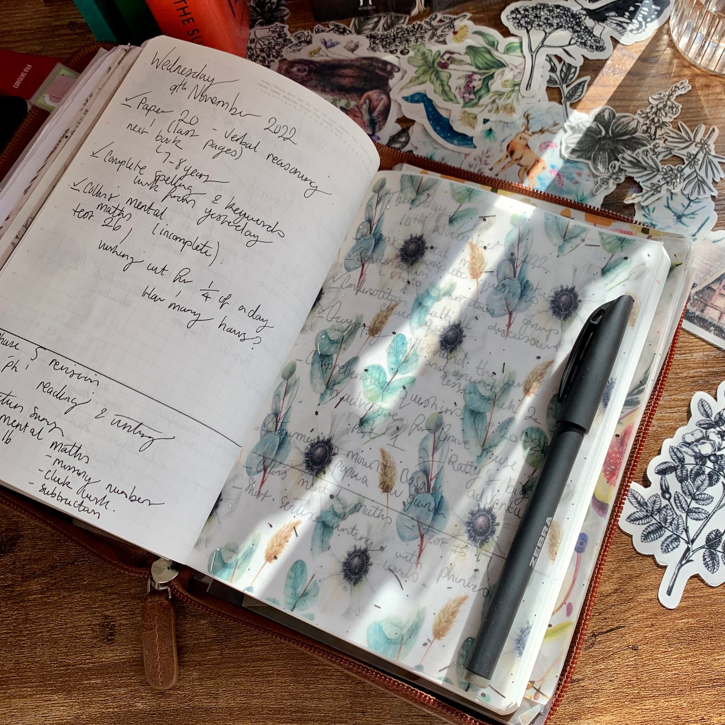Silver Foiled Watercolour Eucalyptus & Flowers Planner Dashboard - Anemone