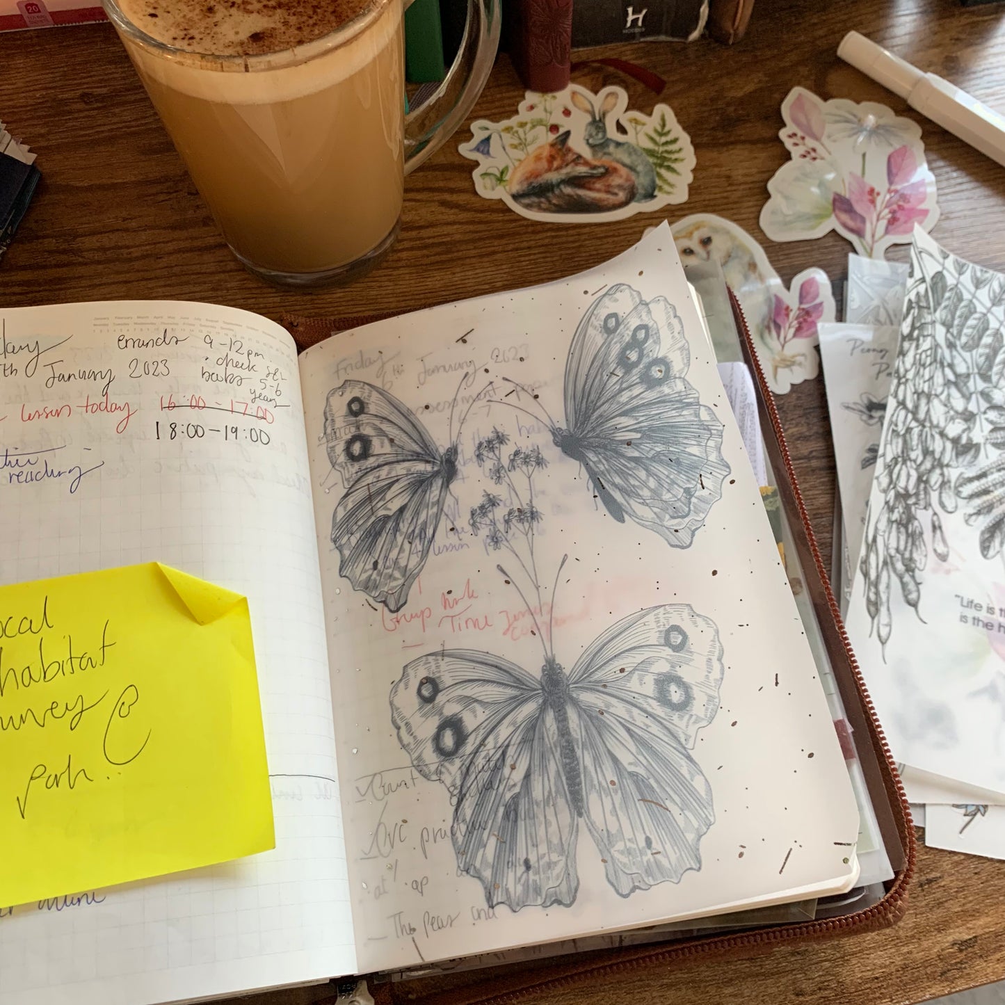 Beautiful Hand drawn Butterflies with Silver Foil Vellum Planner Dashboard - 3 🦋