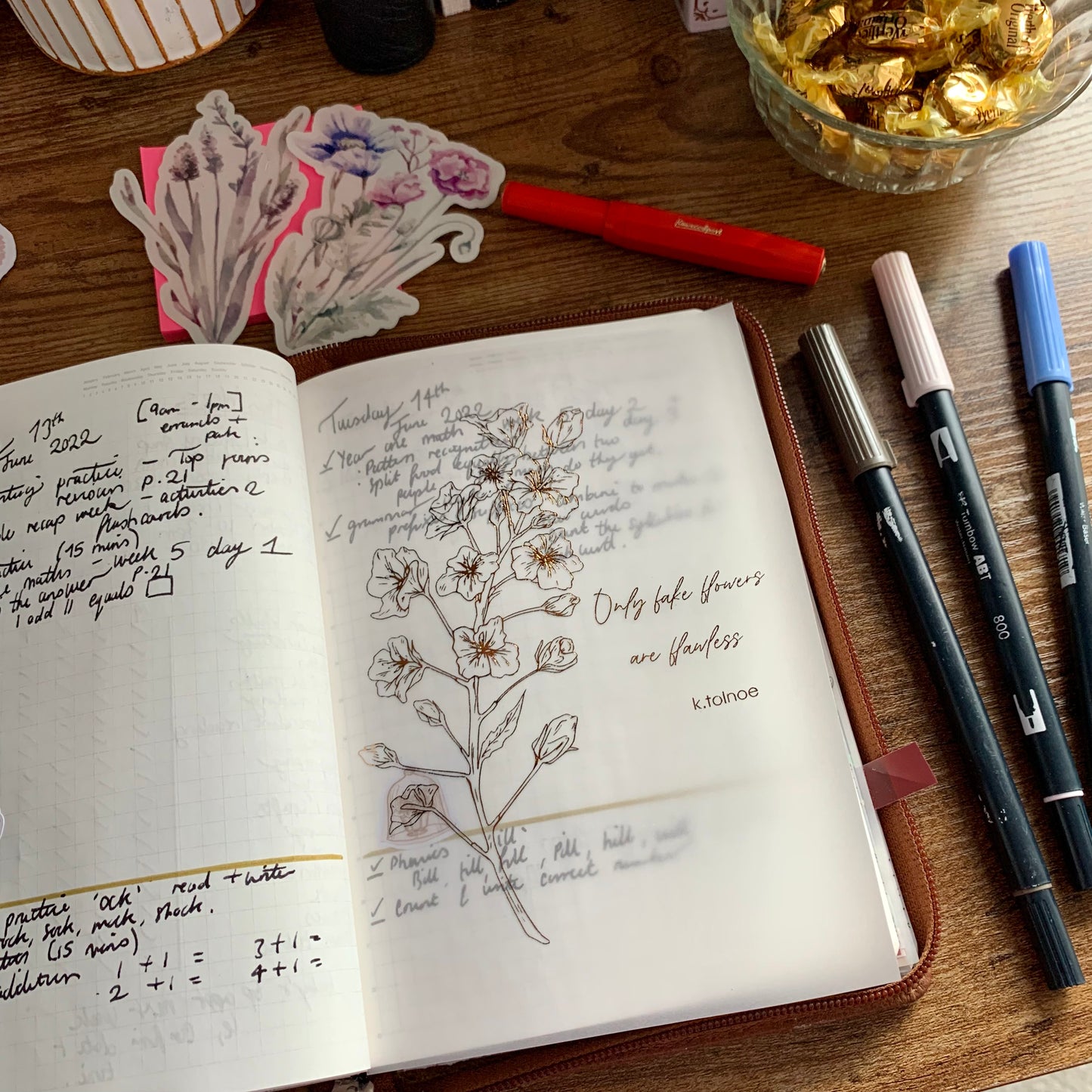 Foiled Only Fake Flowers are flawless Quote Vellum X Acetate Planner Dashboard