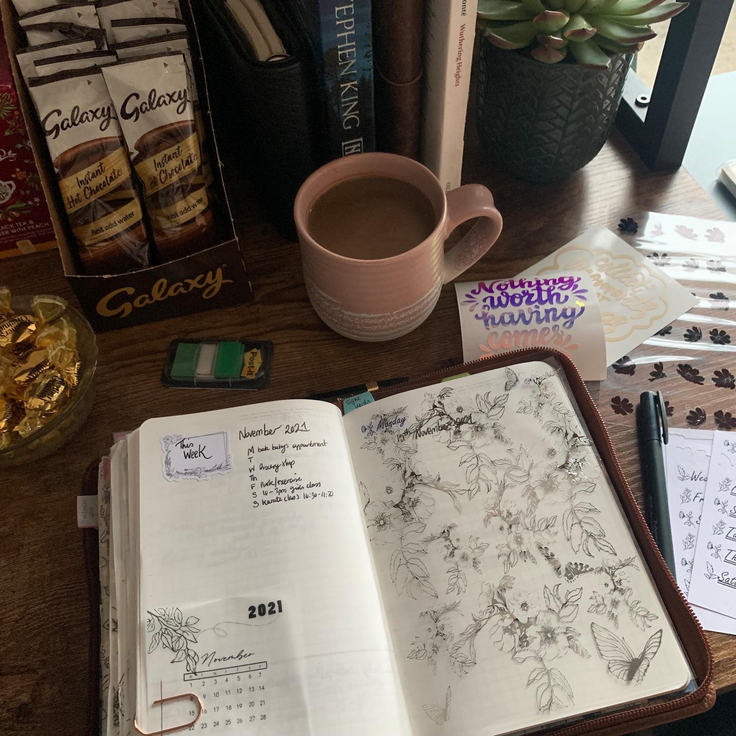 Silver Botanical Acetate Planner Dashboard - Blooming Branch