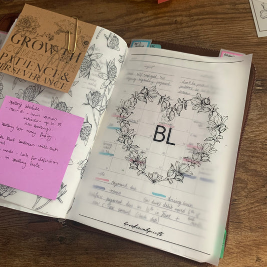 Printed Vellum X Acetate Planner Dashboard- Custom Initials