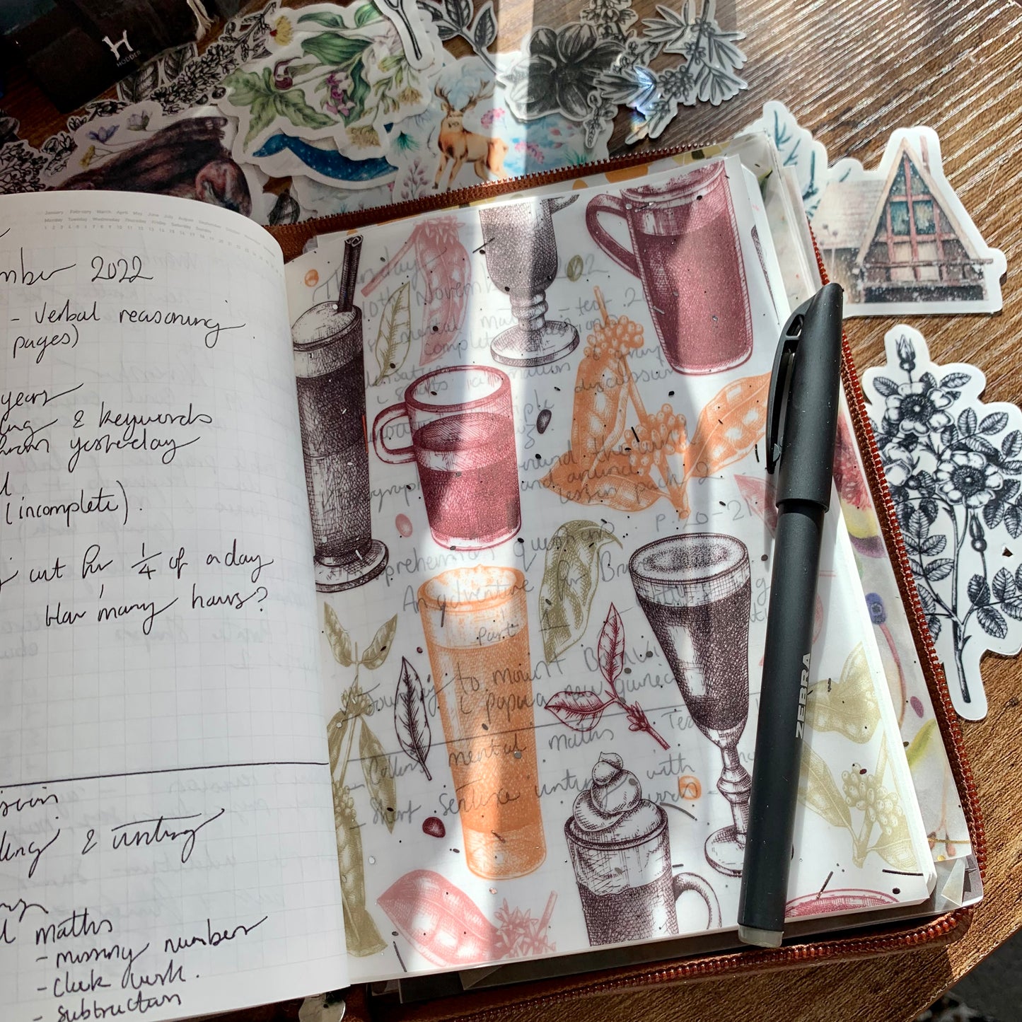 Silver Foiled Watercolour Coffee Cups Planner Dashboard - Brown Sugar ☕️