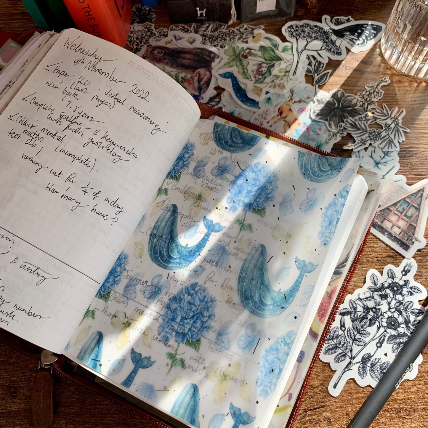 Silver Foiled Watercolour Whales & Flowers Planner Dashboard - Hope