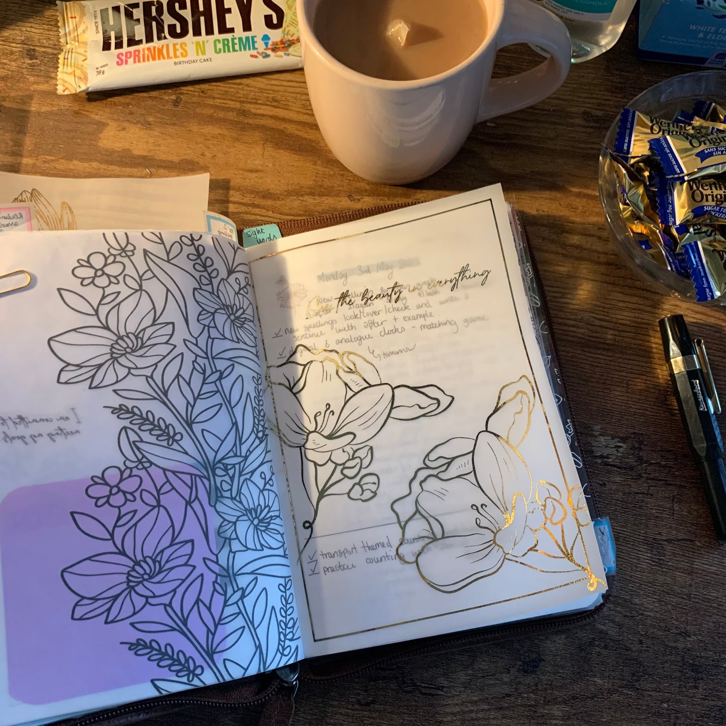 See the Beauty in Everything Gold Foiled Floral Quote Vellum X Acetate Planner Dashboard - Golden Snow Collection