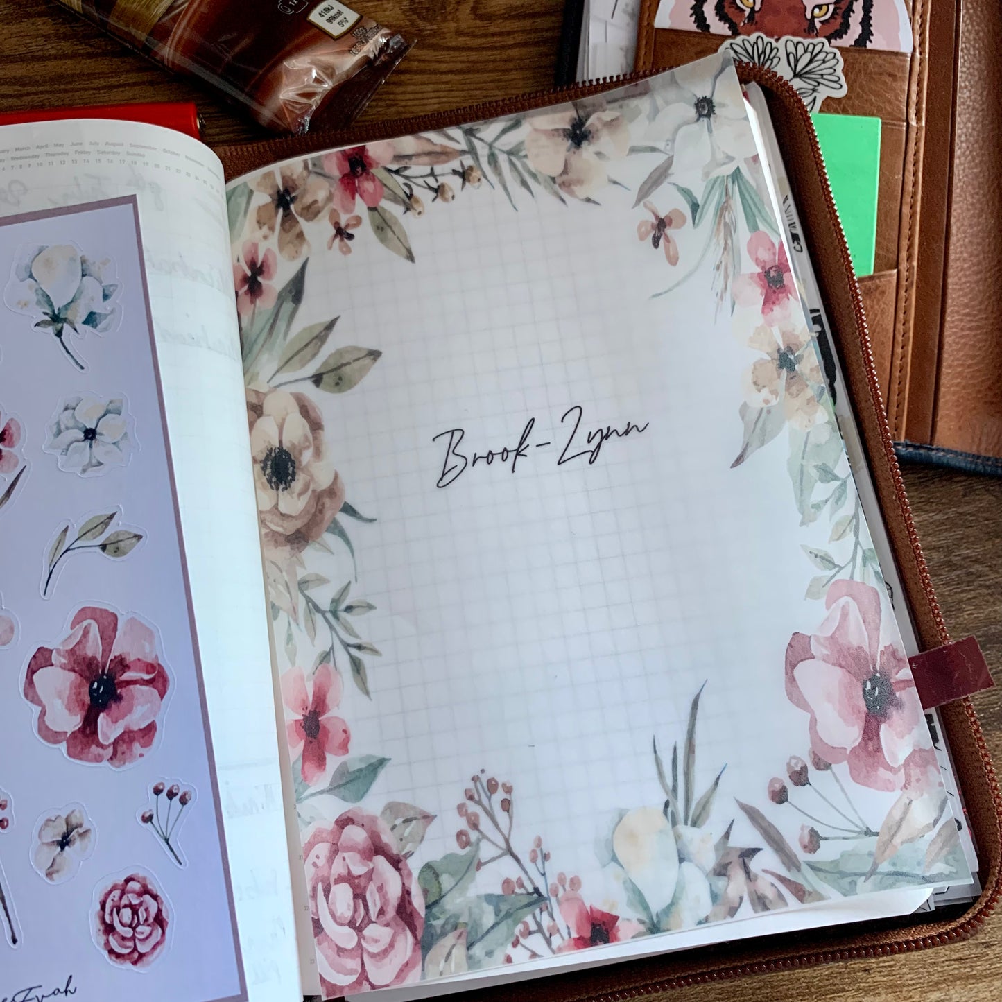 Beautiful Vellum, Watercolor Floral Frame Dashboard - Custom Name - Sugar Floral