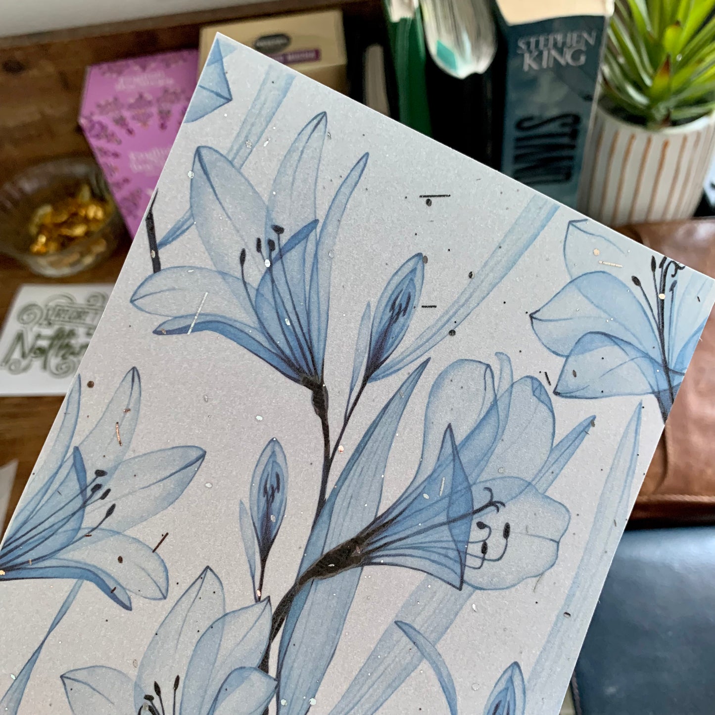 Blue Floral - Vellum Planner Dashboard - Silver Foil - Starling