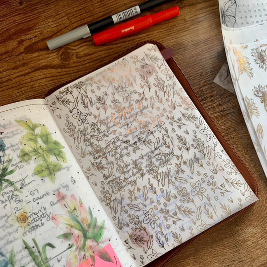 Rose Gold Small Floral Pattern Vellum X Acetate Planner Dashboard - Floral Fantasy