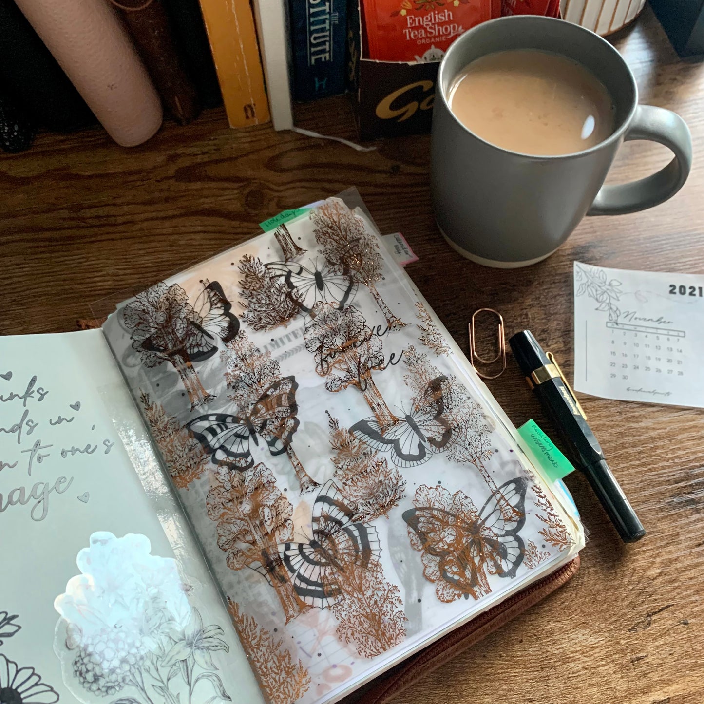 Foiled Fall Trees - Vellum X Acetate Planner Dashboard - After Dark