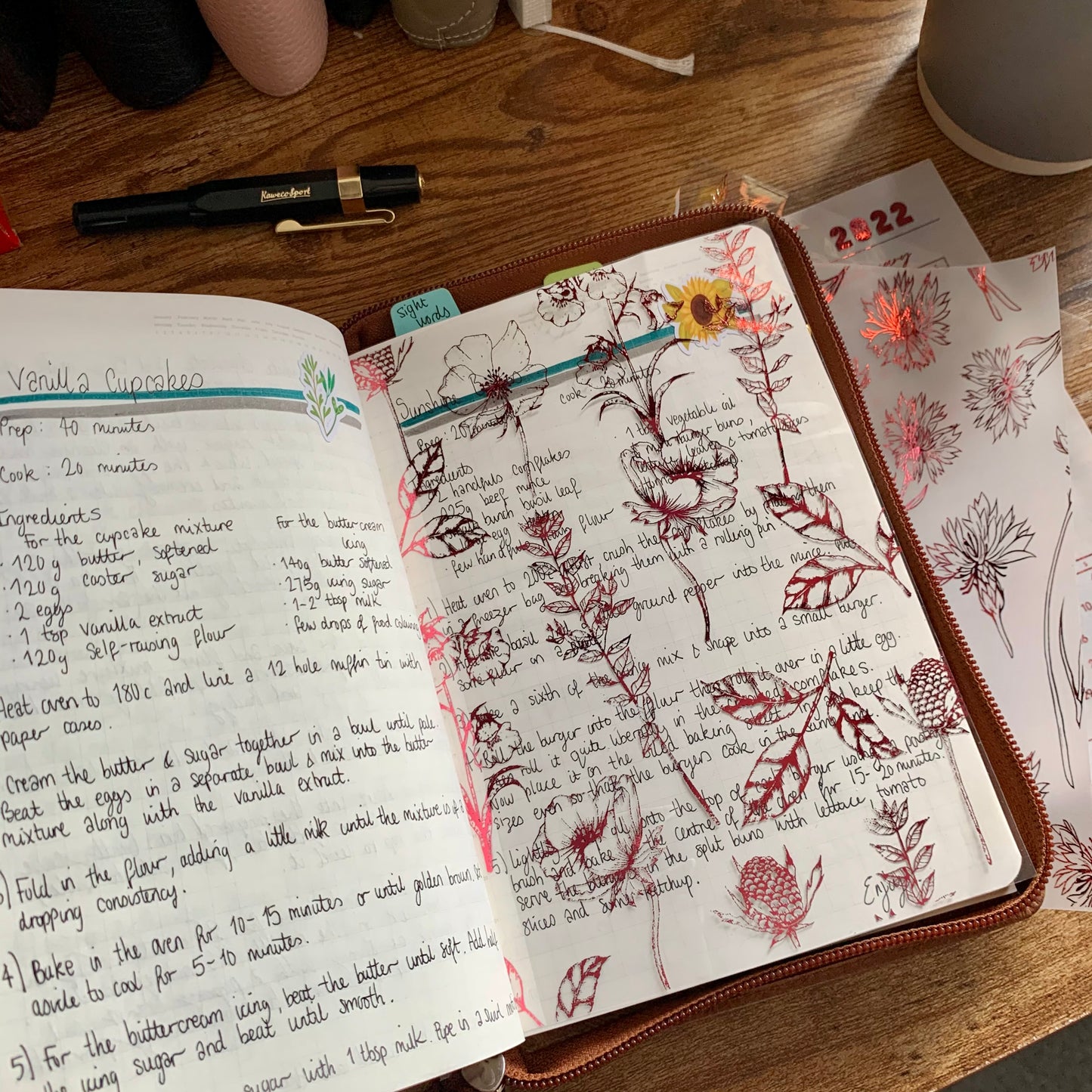 Pink Botanical Vellum X Acetate Planner Dashboard- Amelia Pink Melon