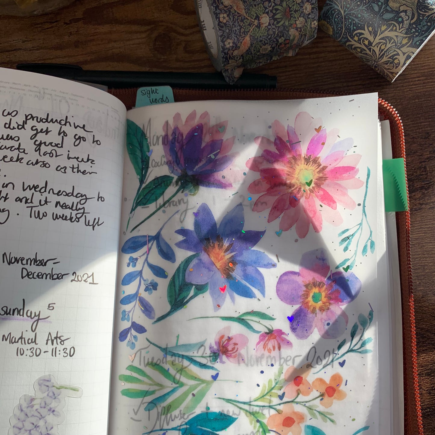 Watercolour Floral - Vellum Planner Dashboard - Holographic Foil - Jada