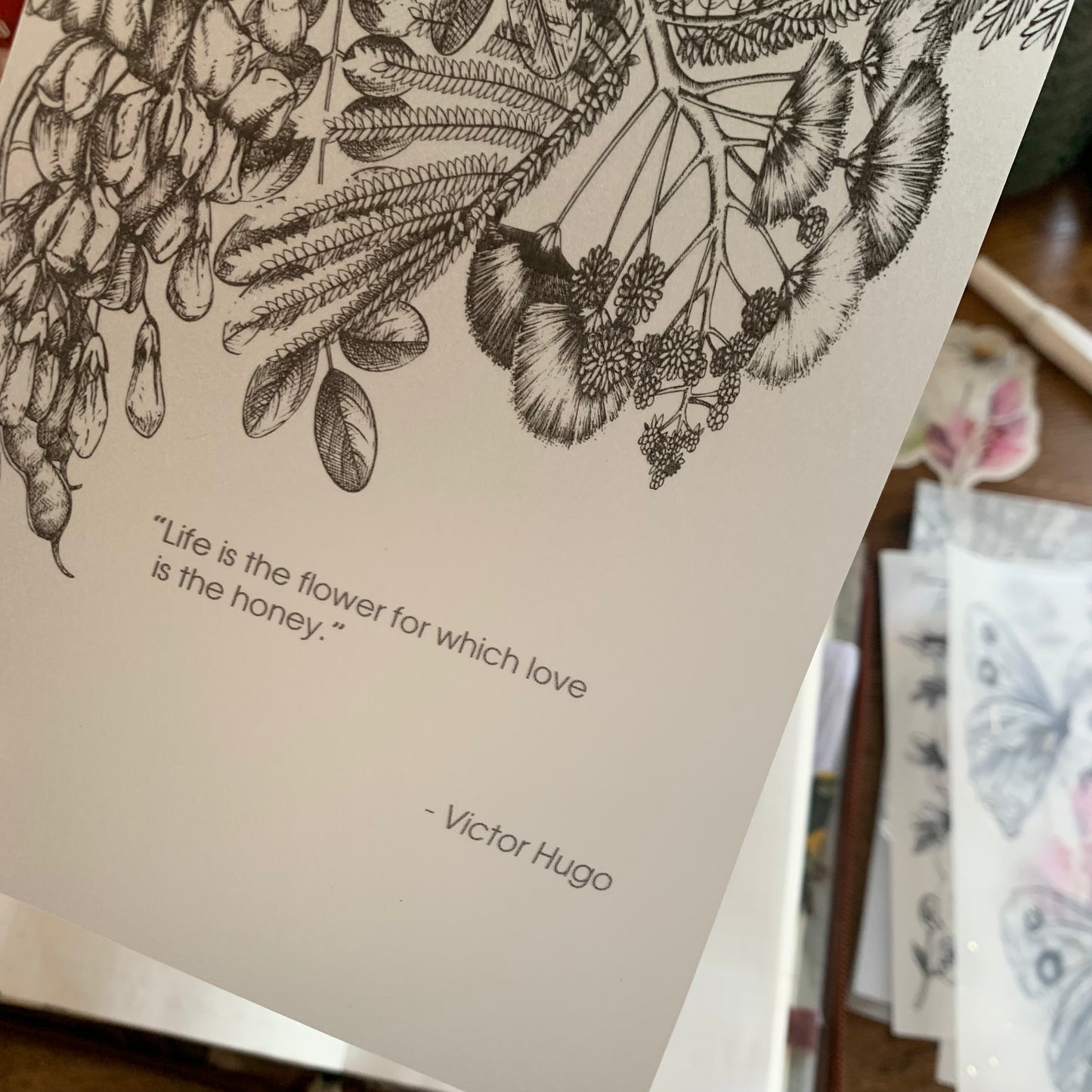 Gorgeous Hand drawn Plants with Black Foil Vellum Planner Dashboard - Life is the Flower 🌹