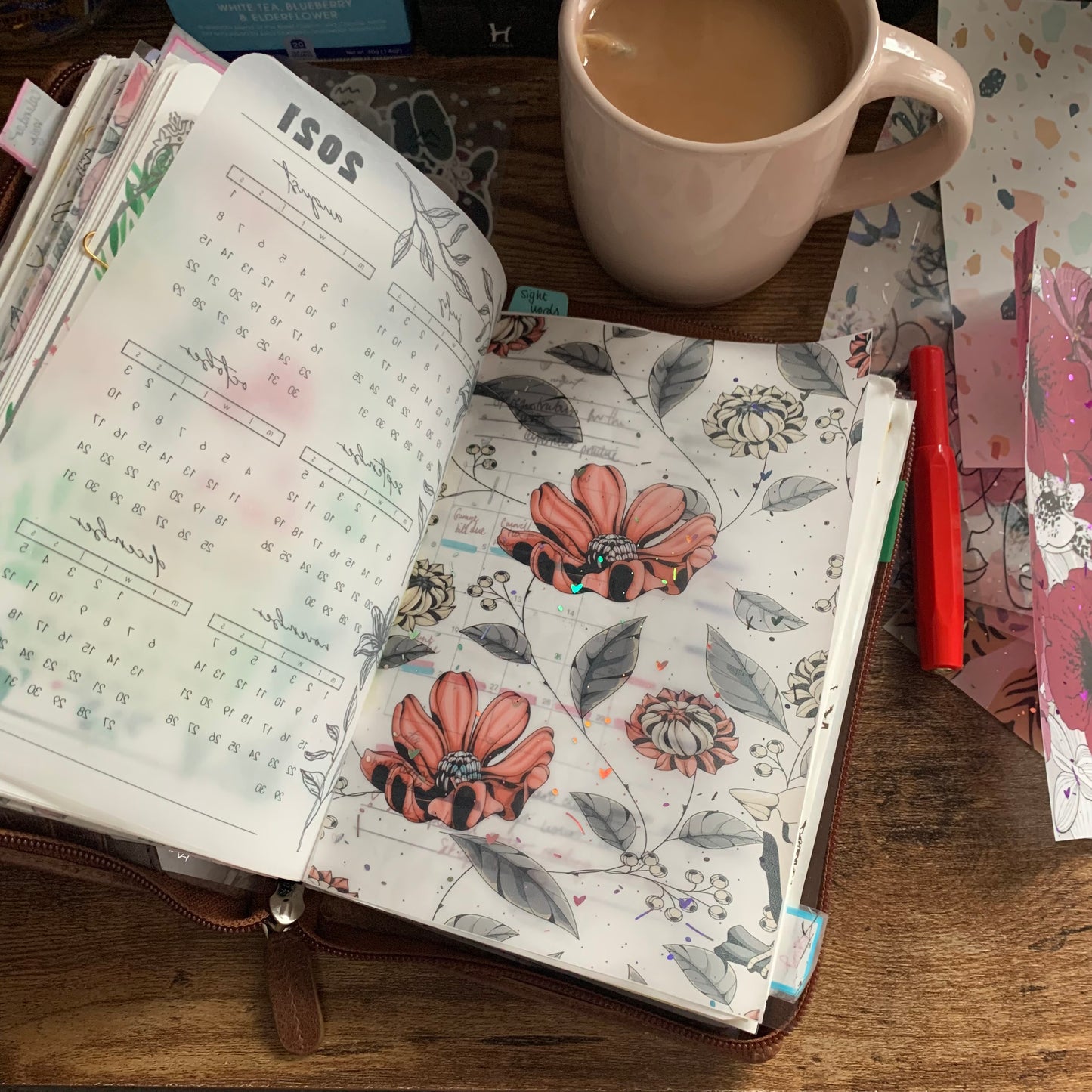 Foiled Floral Vellum Planner Dashboard- Winter Memories