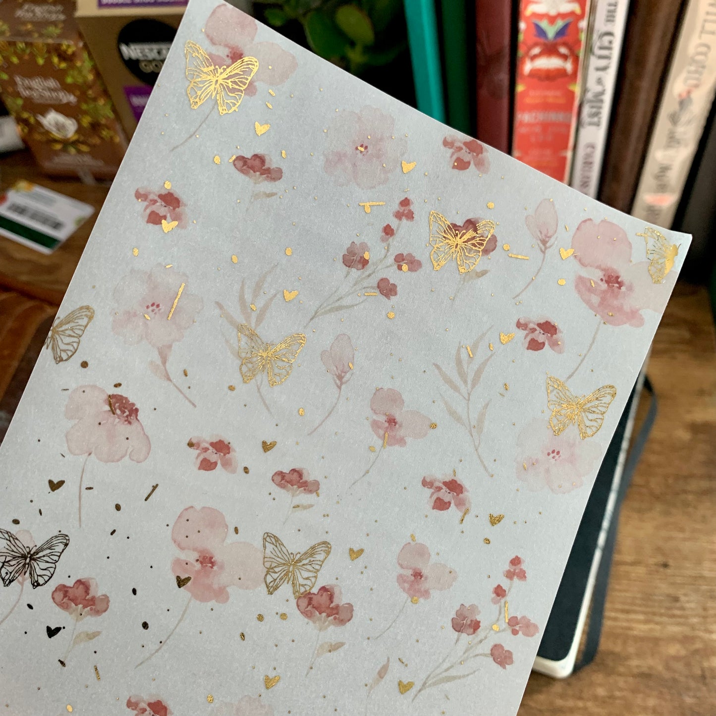Delicate Watercolor florals with Gold Foil Butterflies - Vellum Planner Dashboard - Floral Dust Collection
