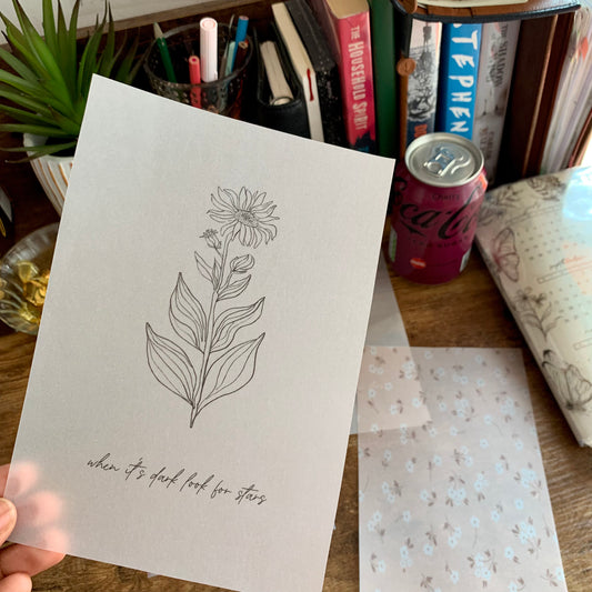 Foiled Wildflower Quote Vellum Planner Dashboard- When it’s dark look for stars ✨