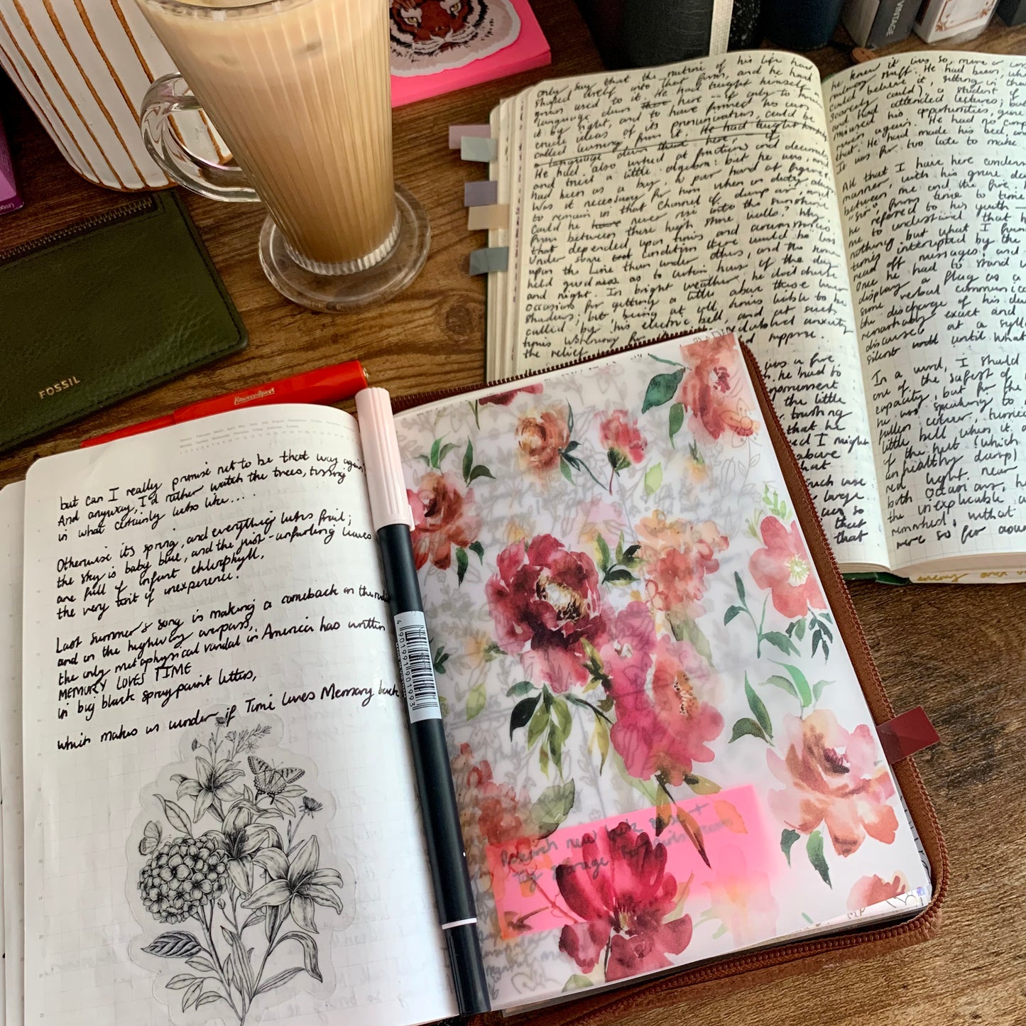 Watercolour Dark Floral Pattern - Vellum Planner Dashboard - Courtney