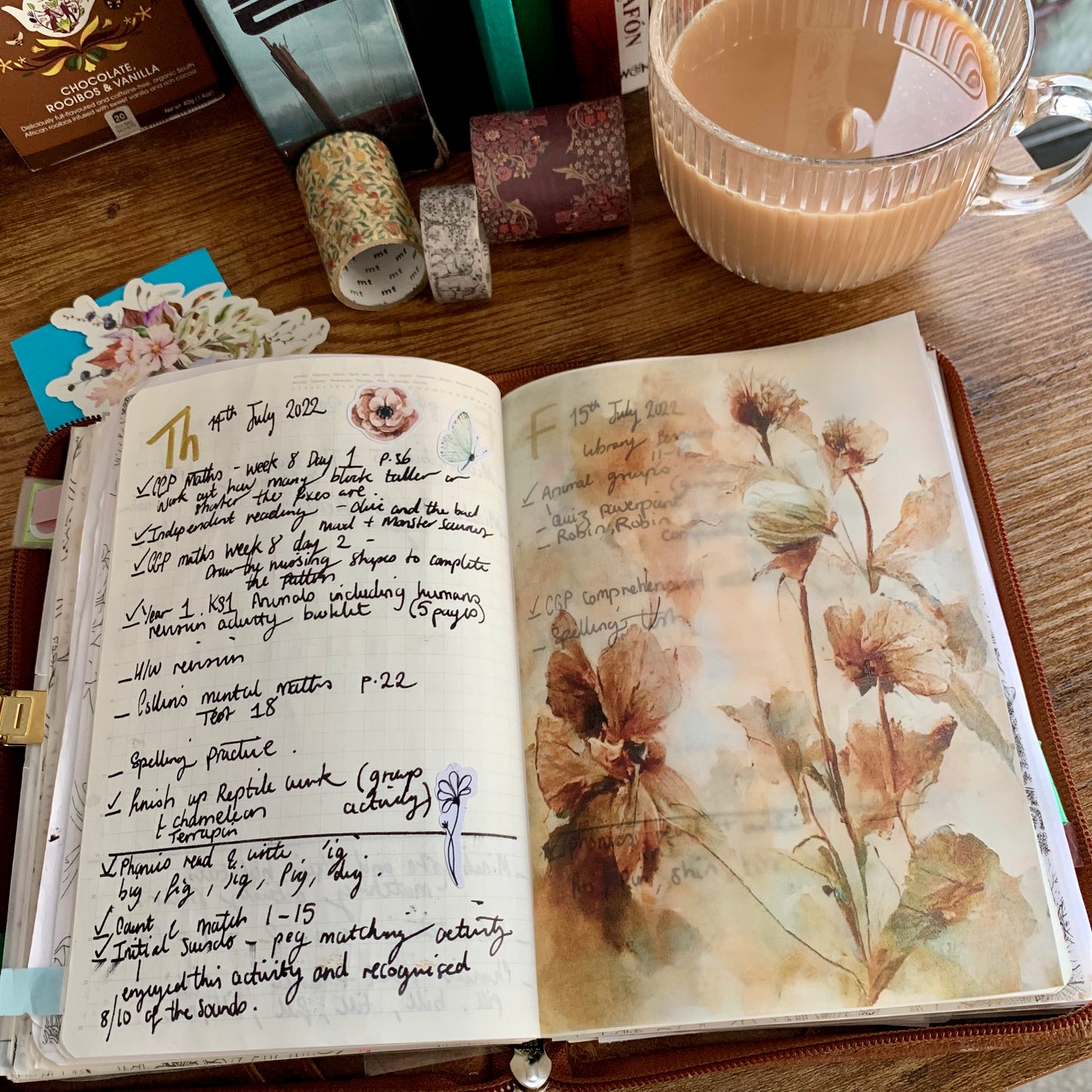 Watercolour Brown Flowers & Leaves II- Vellum Planner Dashboard - Perpetual Autumn🍂