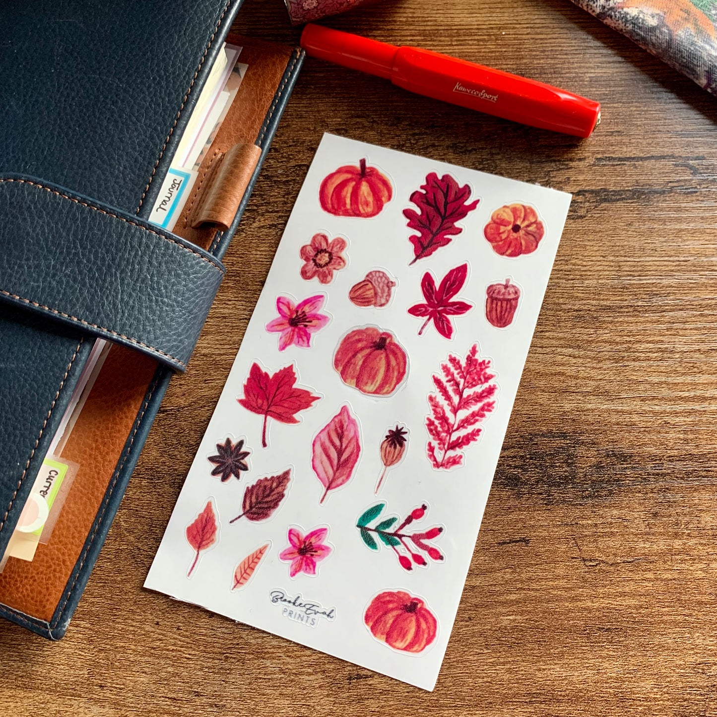 Clear Fall Stickers - Autumn Pumpkins & Flowers