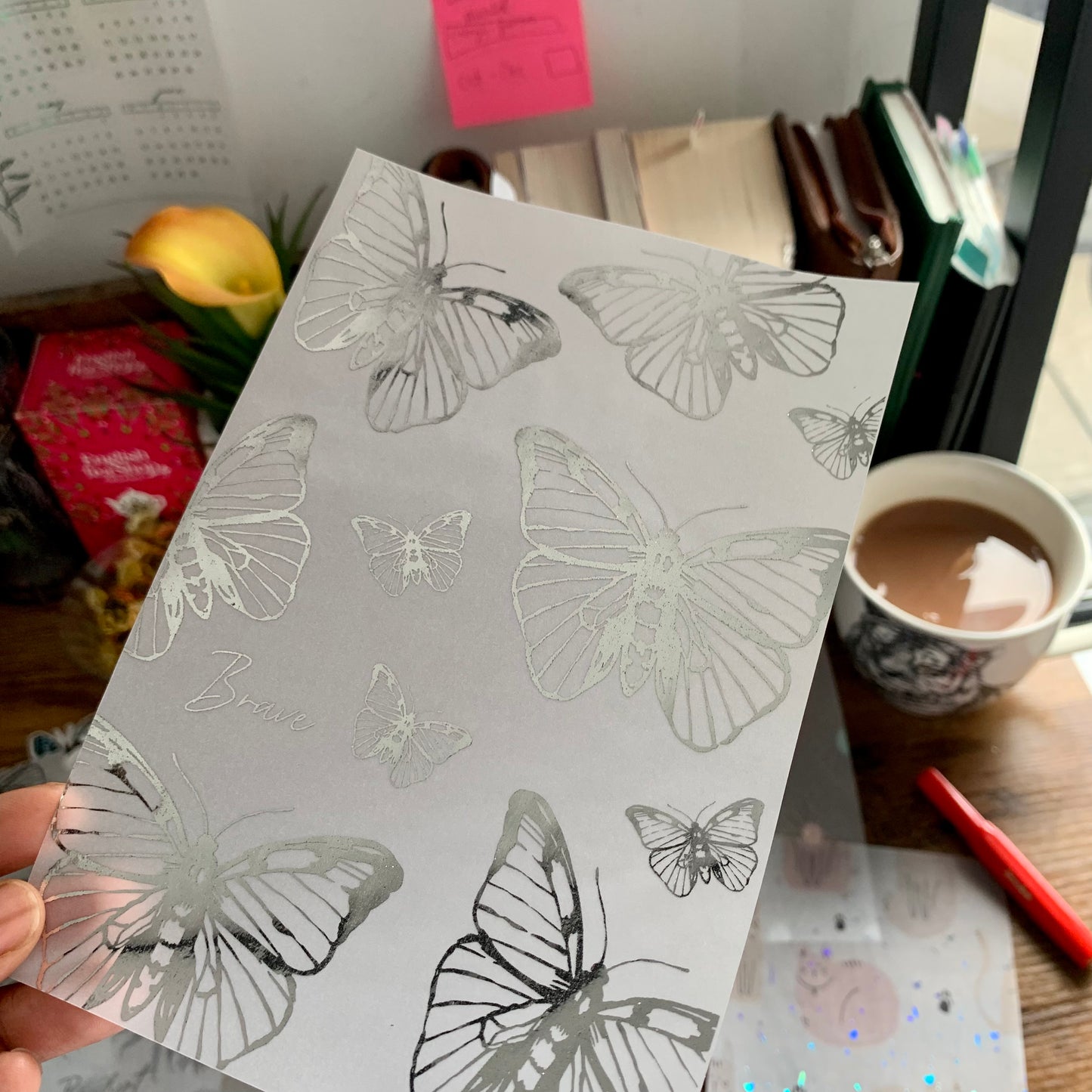 Silver Foiled Butterfly Vellum Planner Dashboard - Brave