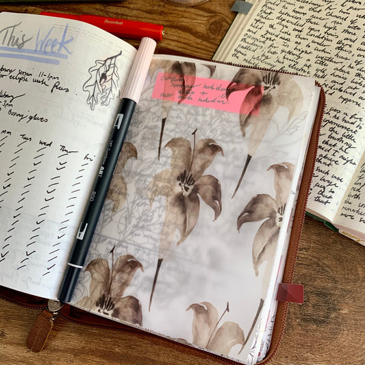 Watercolour Brown Floral Pattern - Vellum Planner Dashboard - Cherie