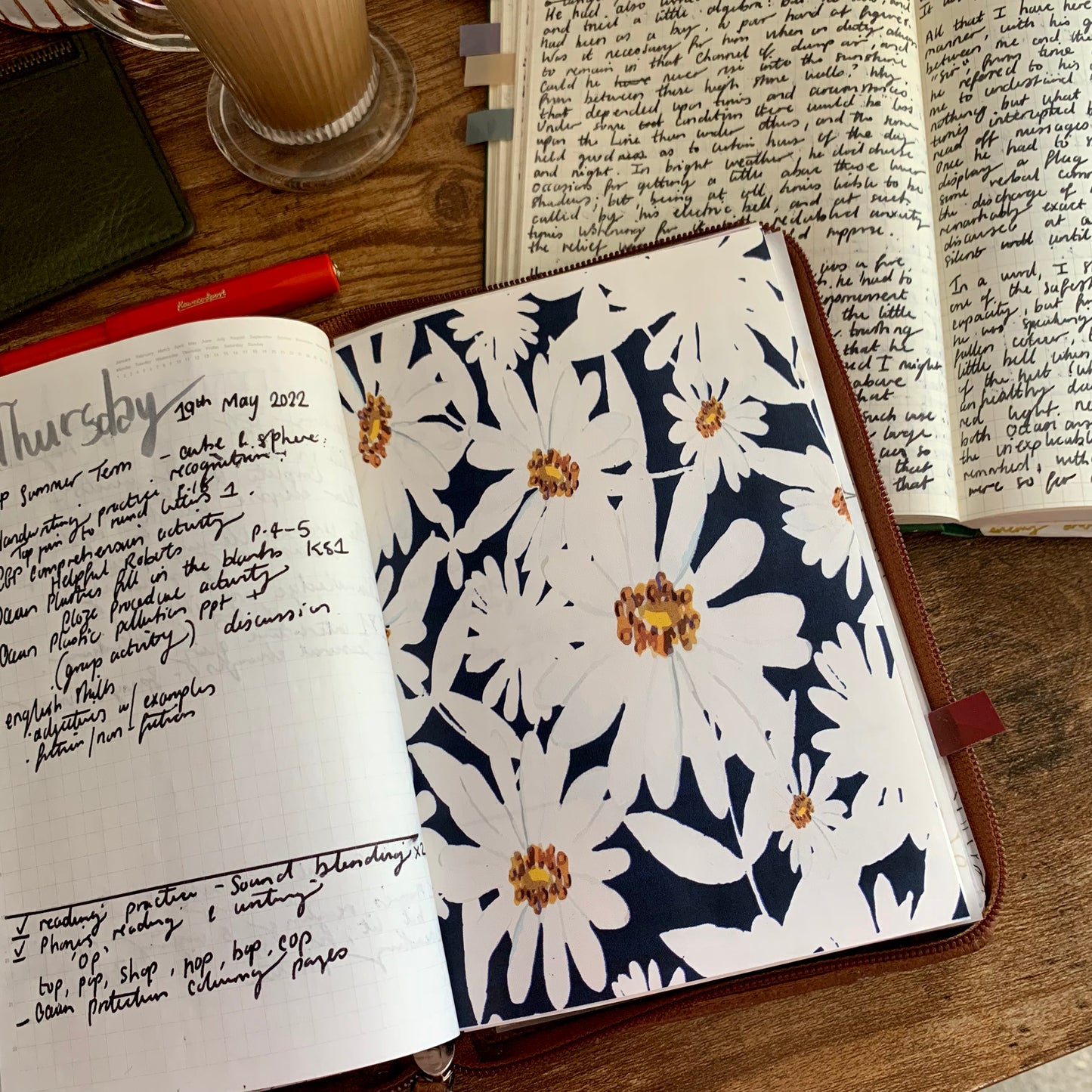 Tomoe River Paper Indigo & White Floral Print Planner Dashboards- Summer Love