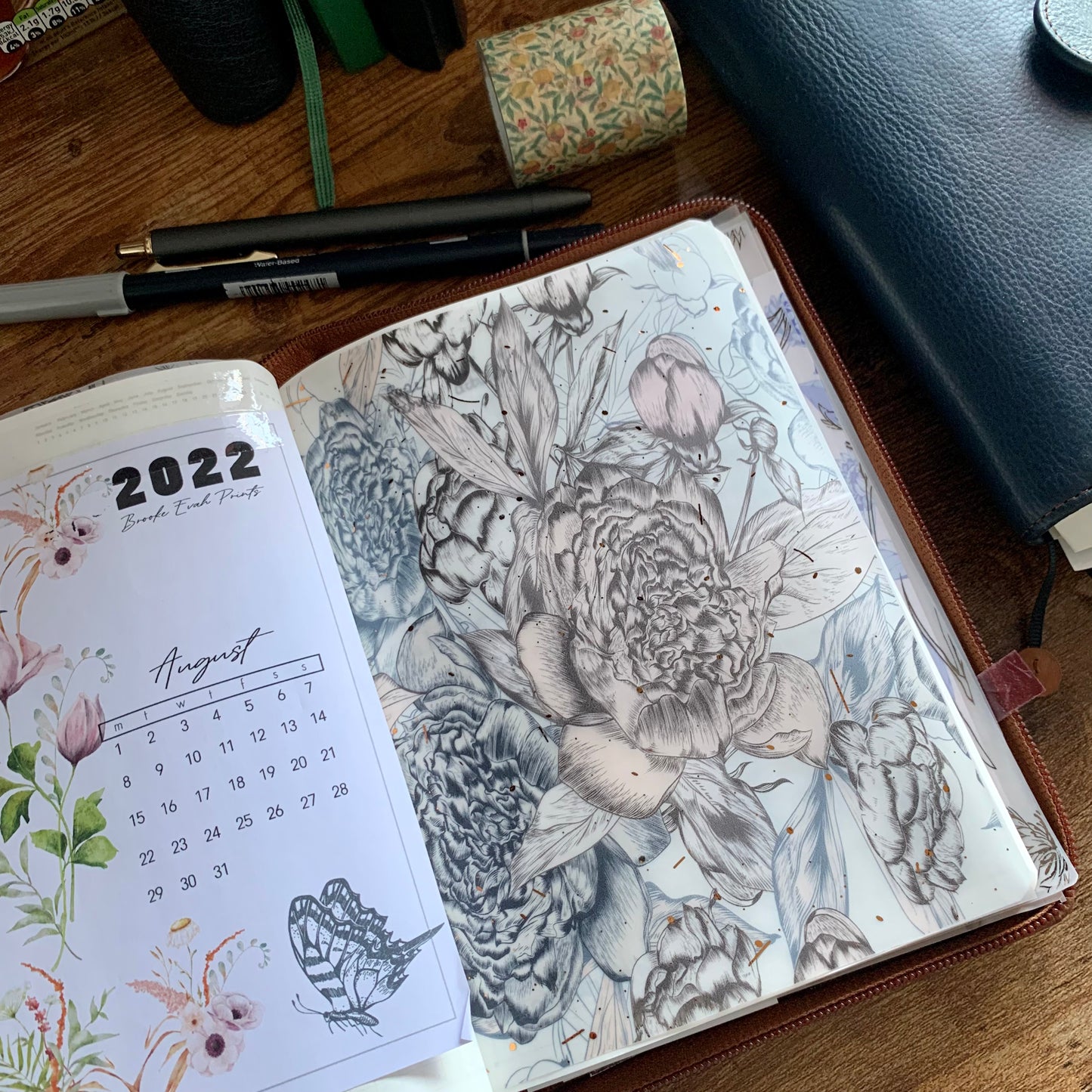 Light Blue & Pink Floral - Vellum Planner Dashboard - Copper Foil - Stacey