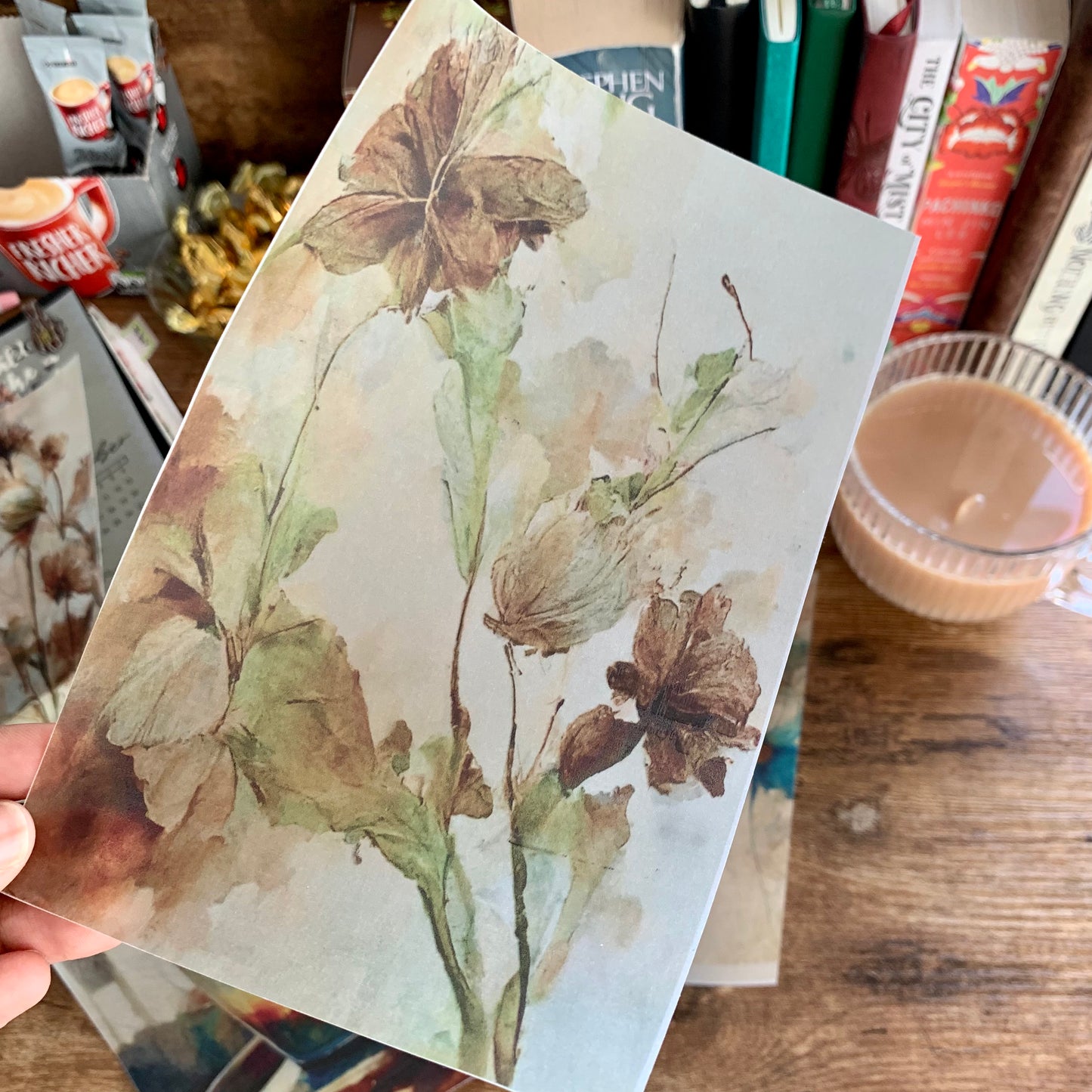 Watercolour Brown Flowers & Leaves - Vellum Planner Dashboard - Hint of green🍂