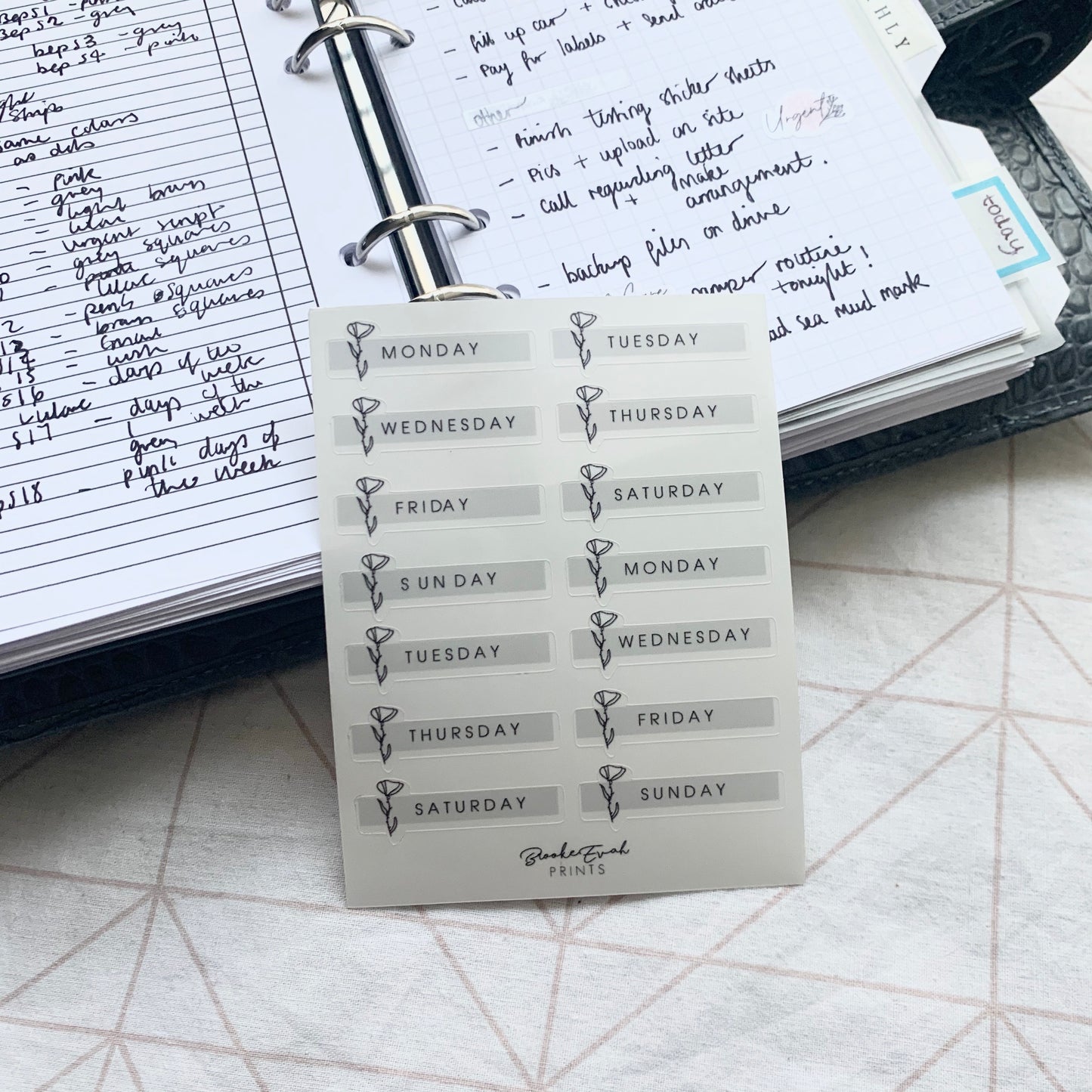 Transparent Day’s of the Week Stickers