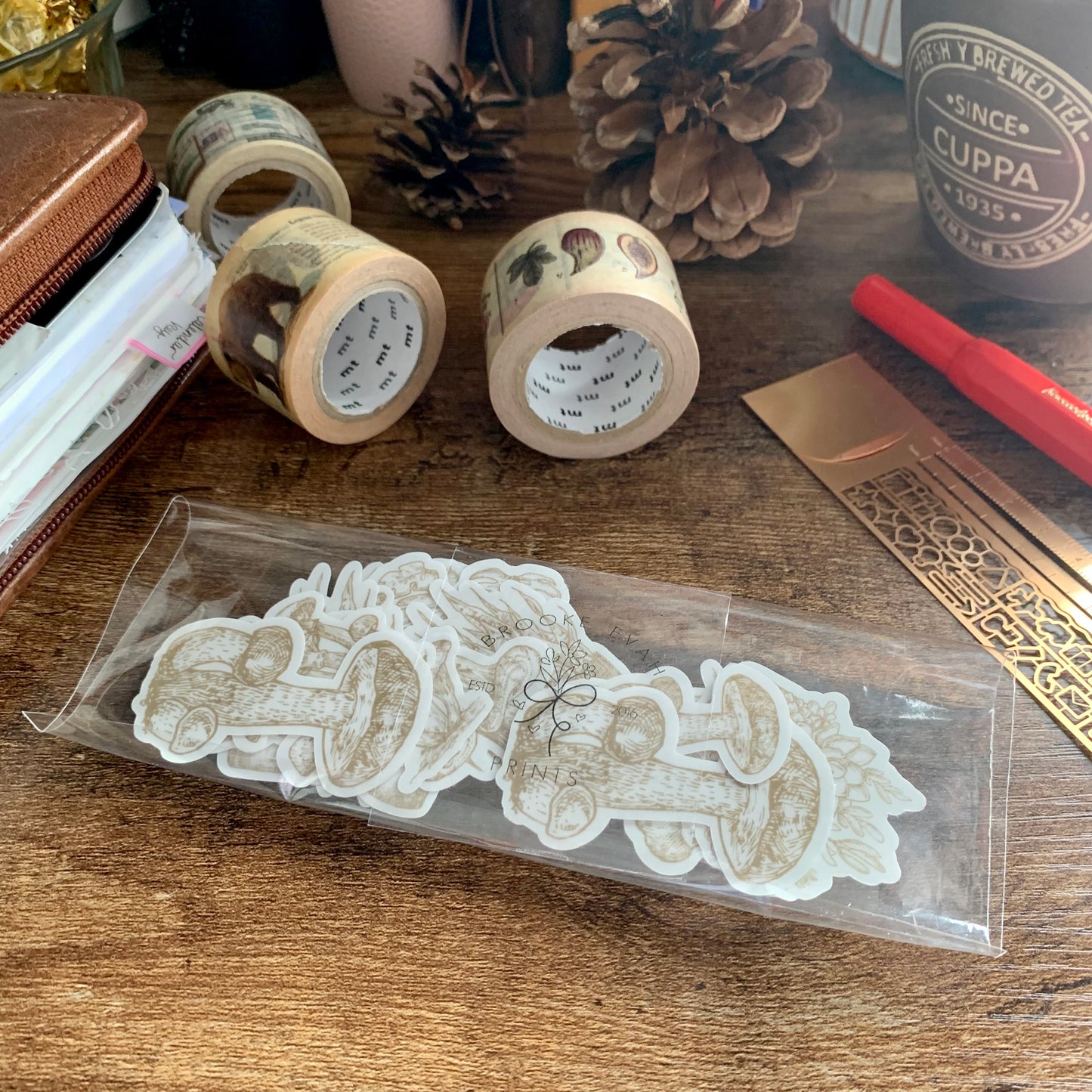 Mushroom & Plants Sticker Flakes - Pack of 16