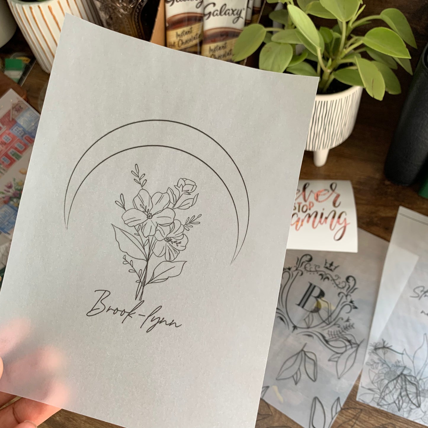 Custom Name Vellum X Acetate Planner Dashboards - Floral Moon