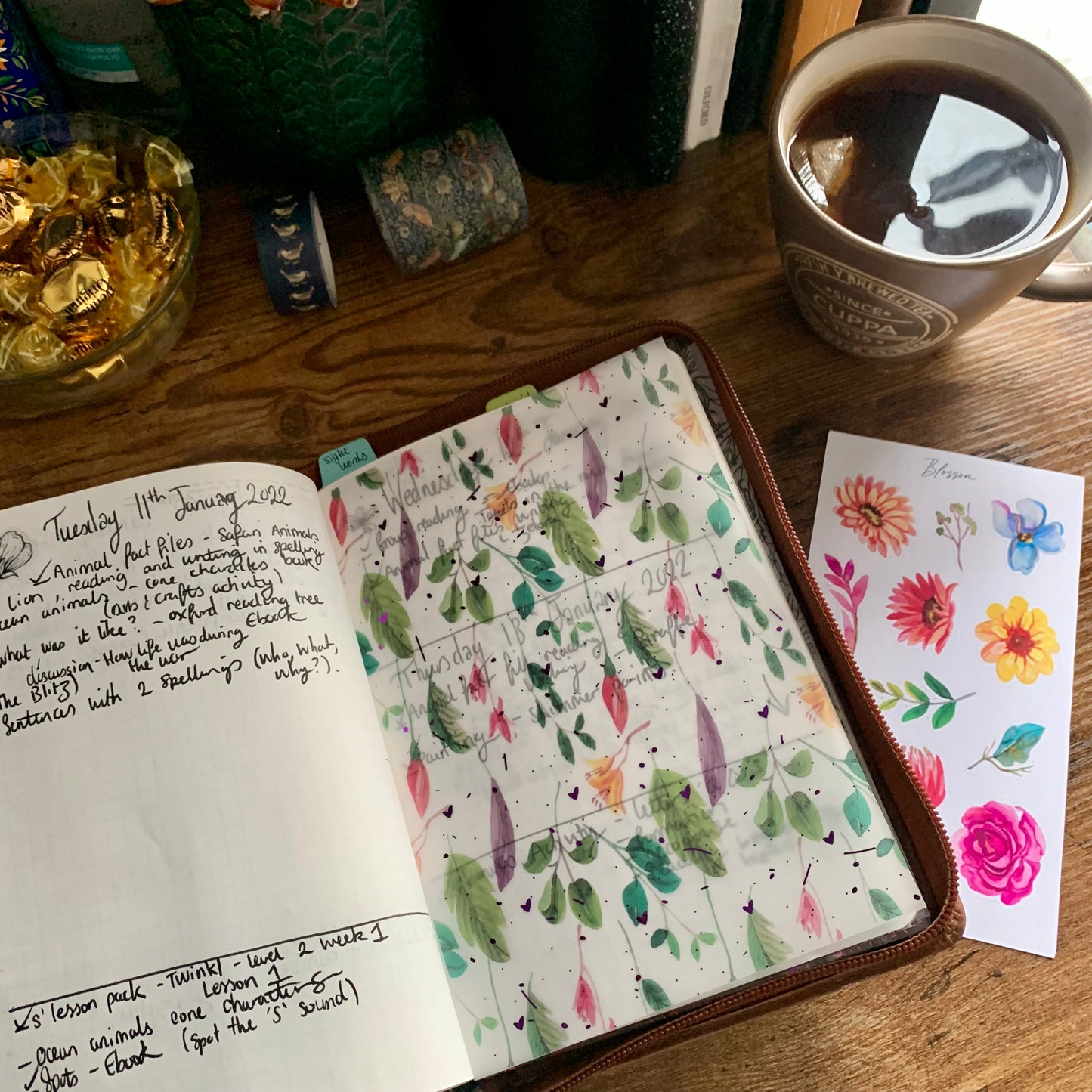 Printed Foiled Vellum Planner Dashboard- Spring Memories