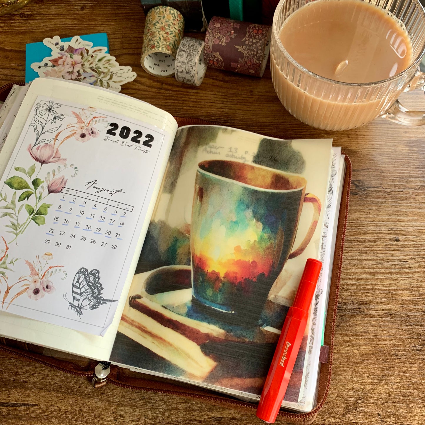 Watercolour Mug With Sunset - Vellum Planner Dashboard - Quiet Time 🍂