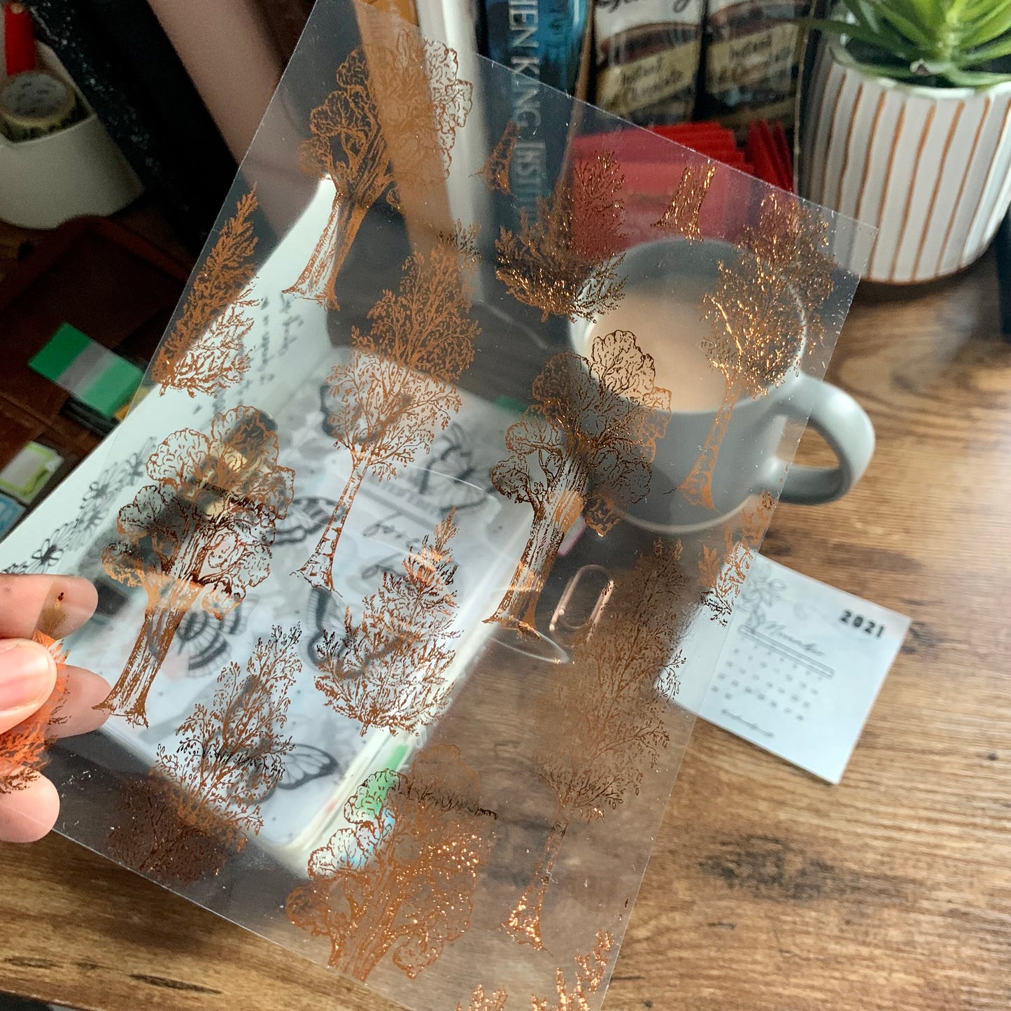 Foiled Fall Trees - Vellum X Acetate Planner Dashboard - After Dark
