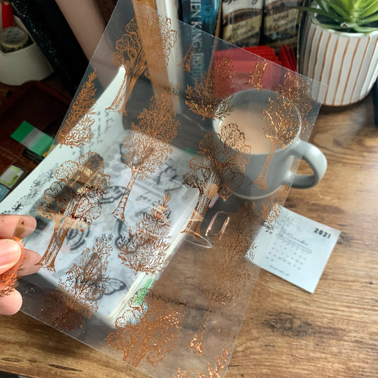 Foiled Fall Trees - Vellum X Acetate Planner Dashboard - After Dark