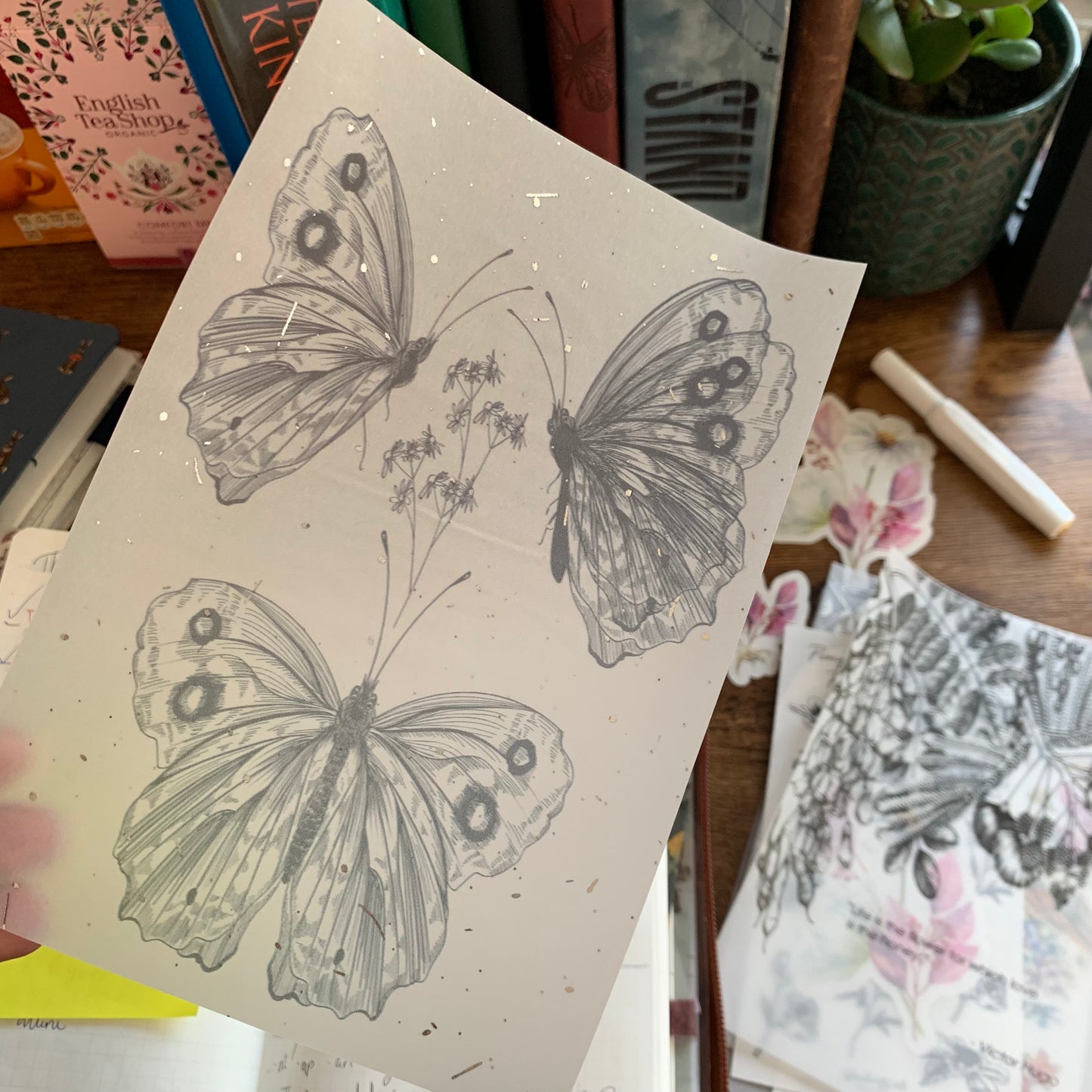 Beautiful Hand drawn Butterflies with Silver Foil Vellum Planner Dashboard - 3 🦋