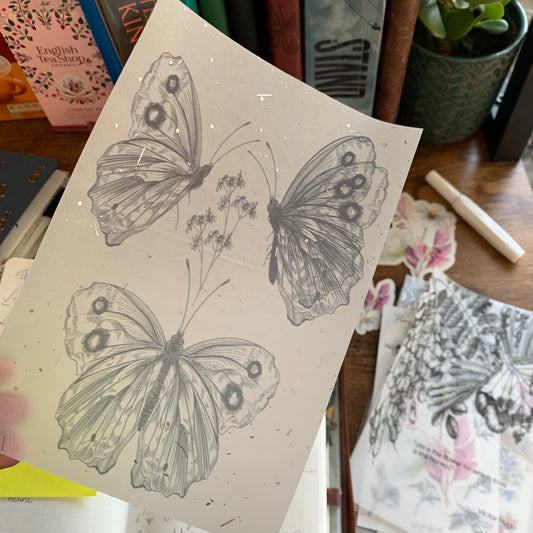 Beautiful Hand drawn Butterflies with Silver Foil Vellum Planner Dashboard - 3 🦋