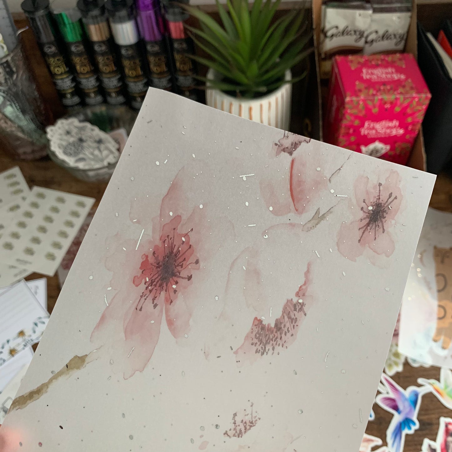 Watercolour Cherry Blossom - Vellum Planner Dashboard - Silver Foil - Sweet Bloom