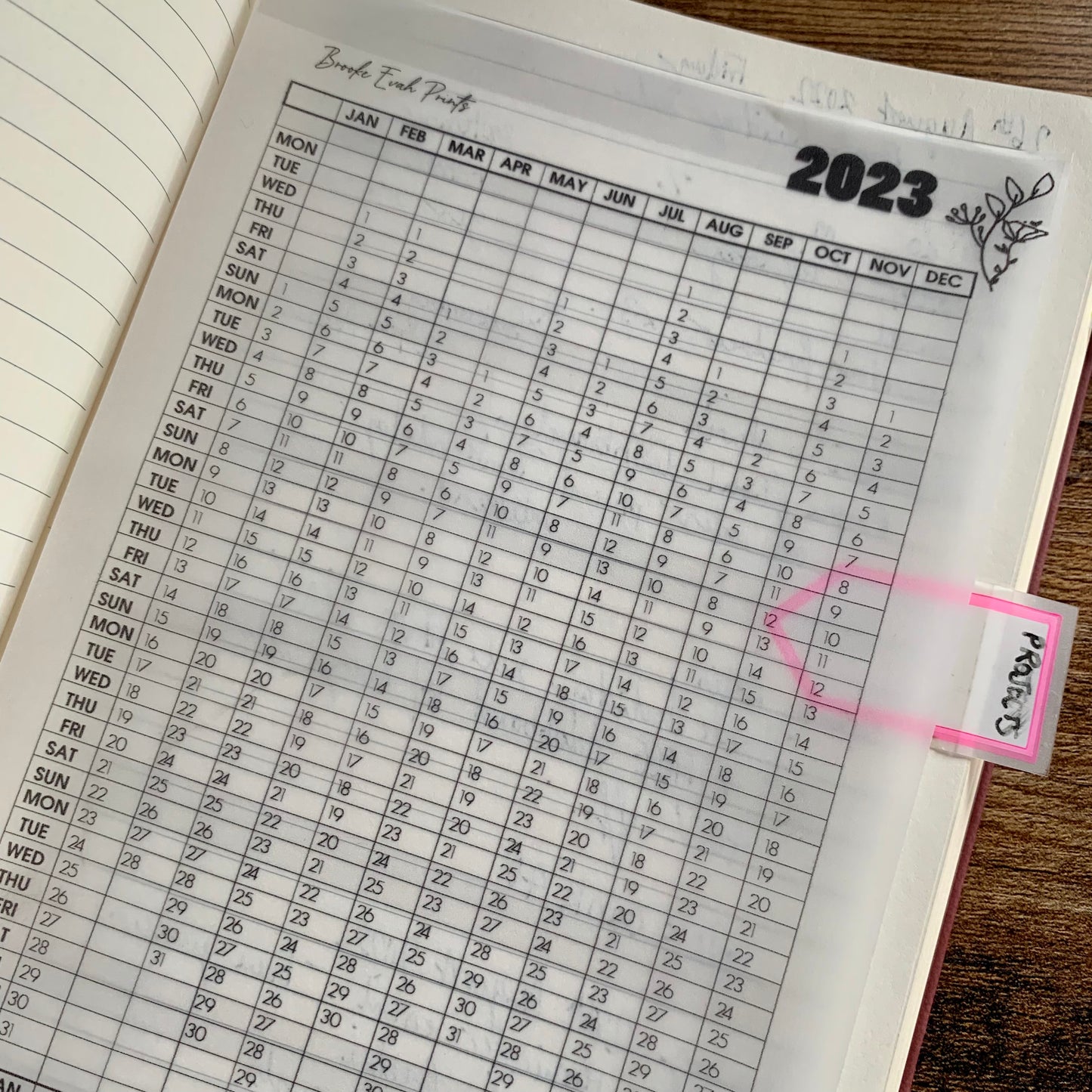 Free 2023 Year Overview Calendar - B6 Size