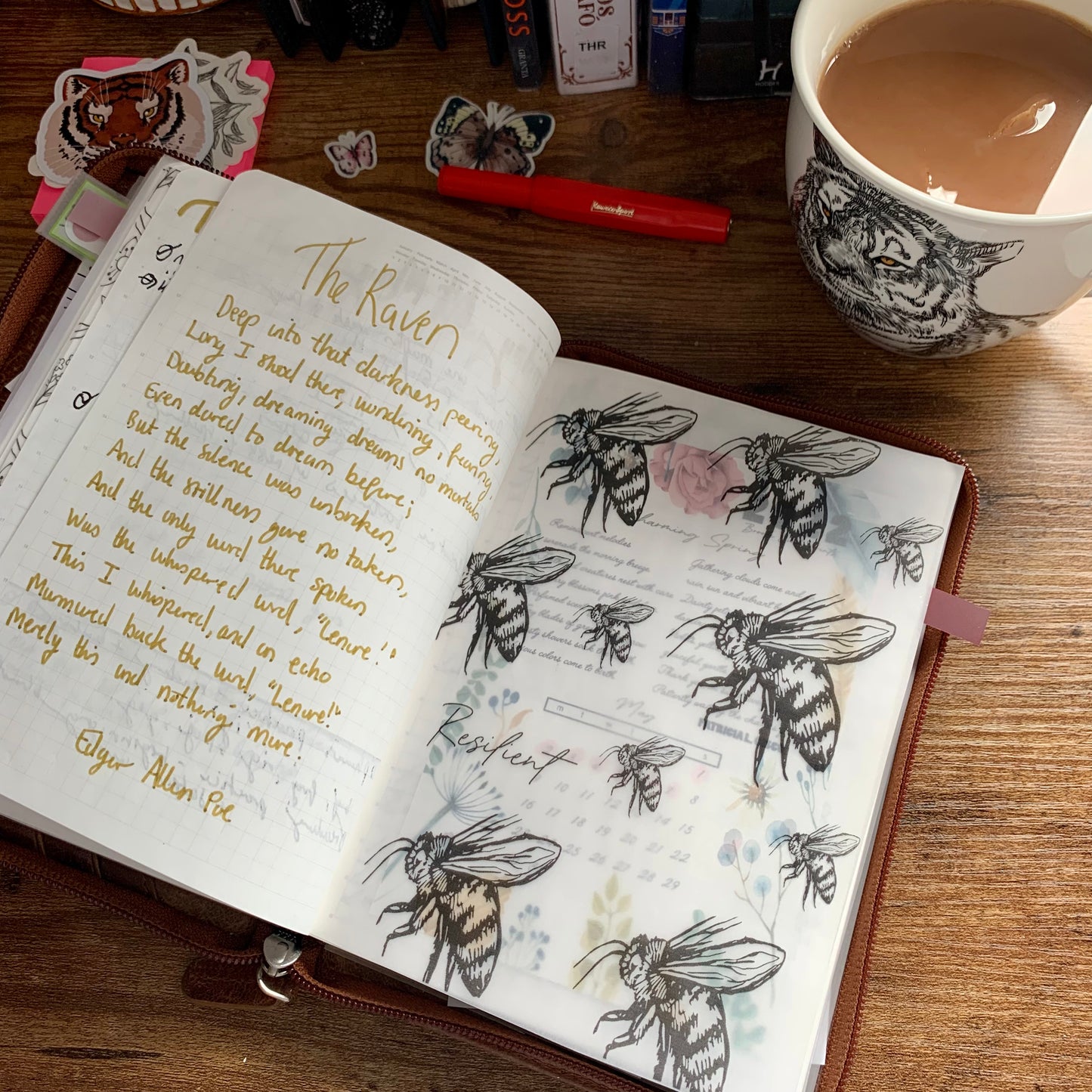 Black Foiled Bee Vellum Planner Dashboard - Resilient