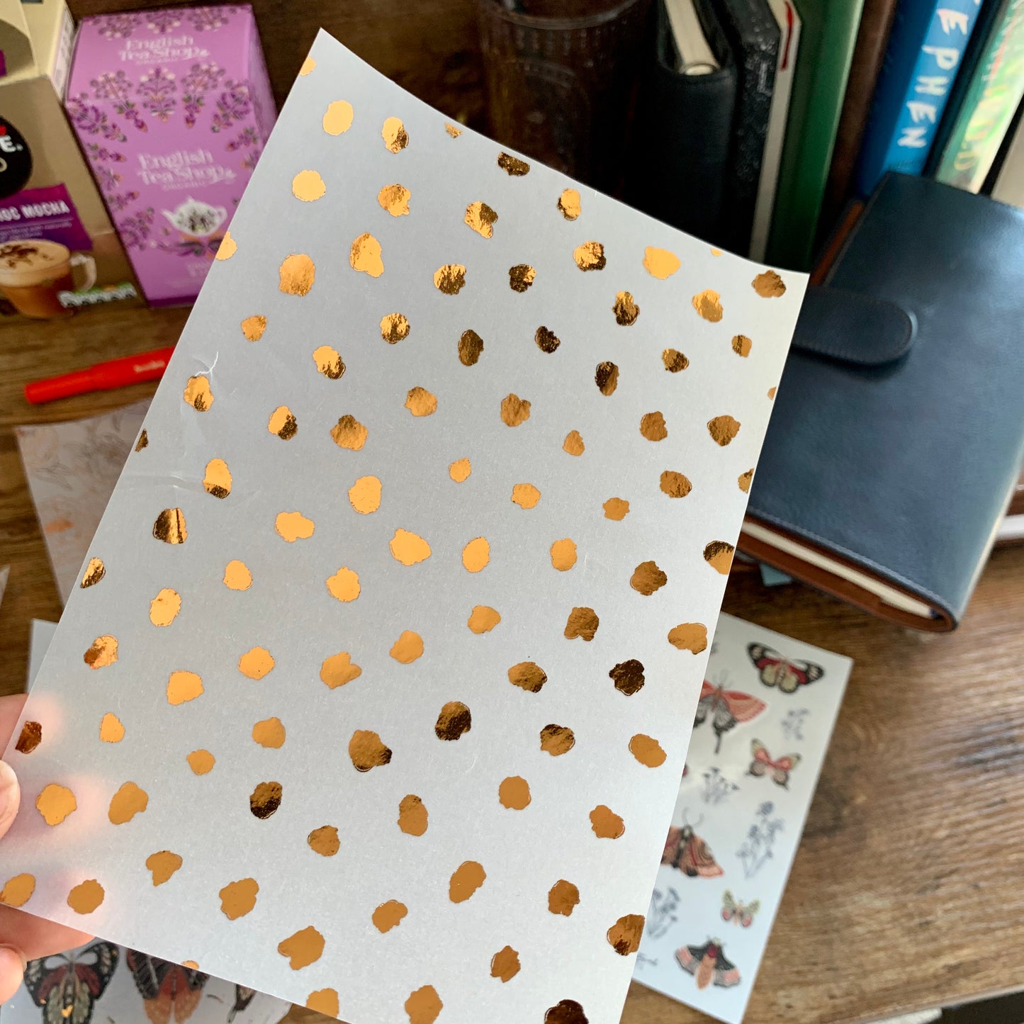 Copper Foiled Abstract Dots Vellum X Acetate Planner Dashboard - Dotty II