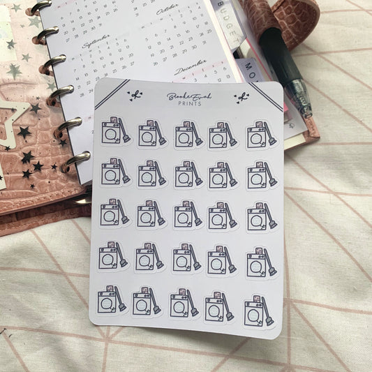 Cleaning Laundry & Sweeping Doodle Stickers