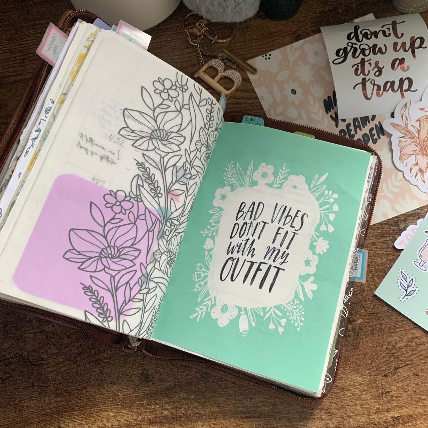 Printed Tomoe River Paper Planner Dashboards- Bad Vibes