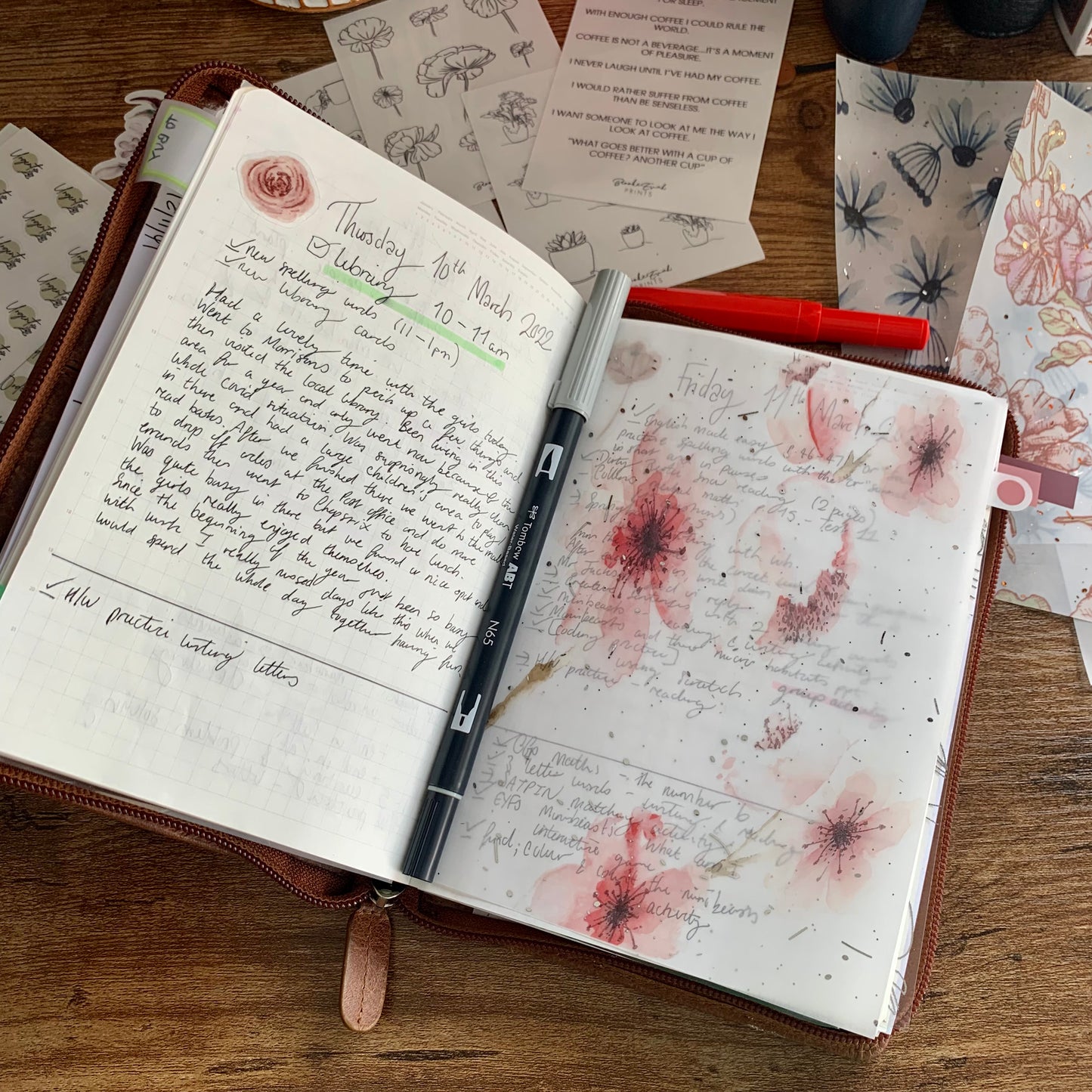 Watercolour Cherry Blossom - Vellum Planner Dashboard - Silver Foil - Sweet Bloom