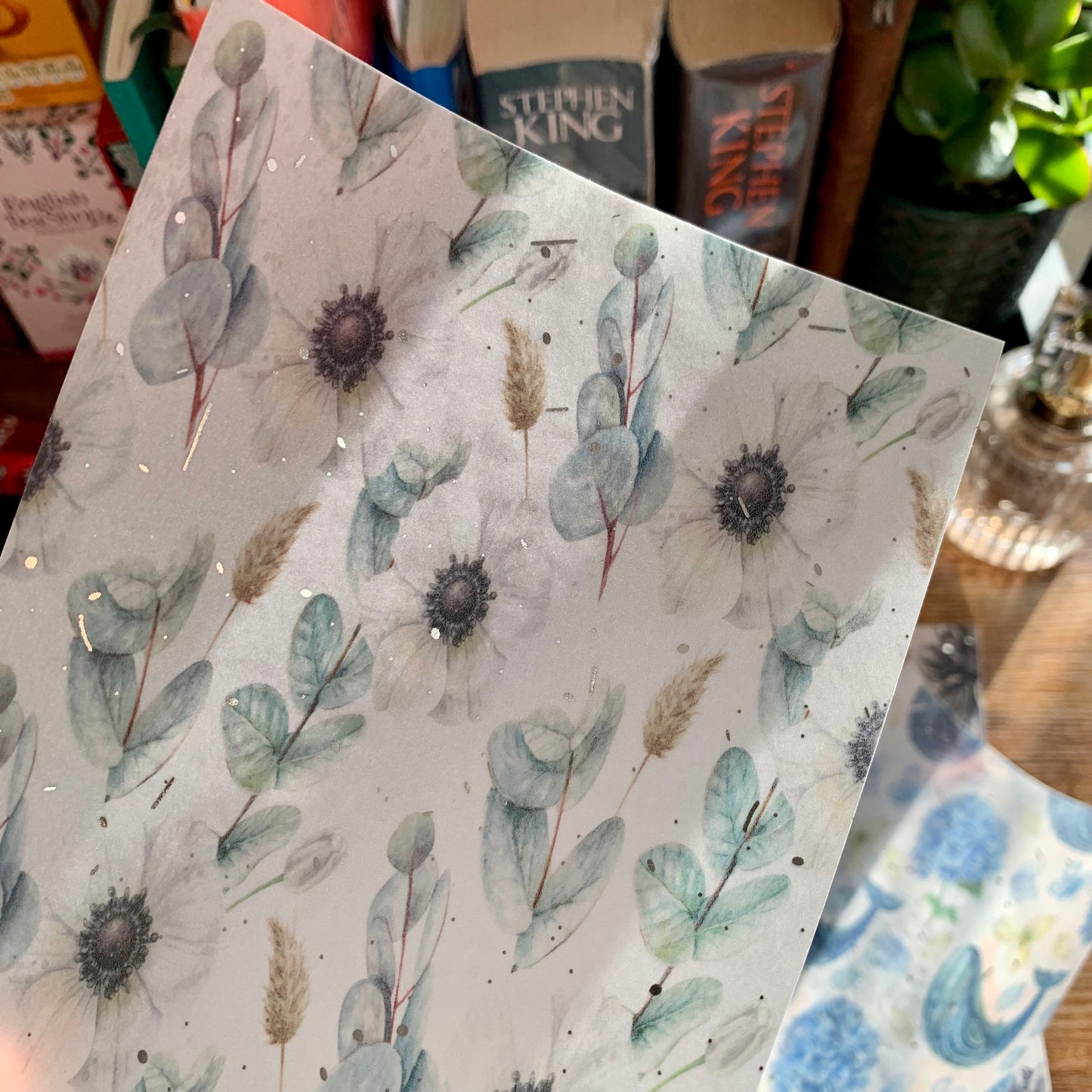 Silver Foiled Watercolour Eucalyptus & Flowers Planner Dashboard - Anemone