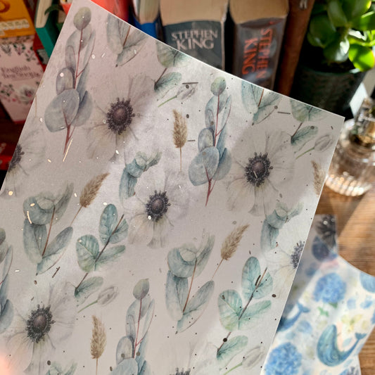 Silver Foiled Watercolour Eucalyptus & Flowers Planner Dashboard - Anemone