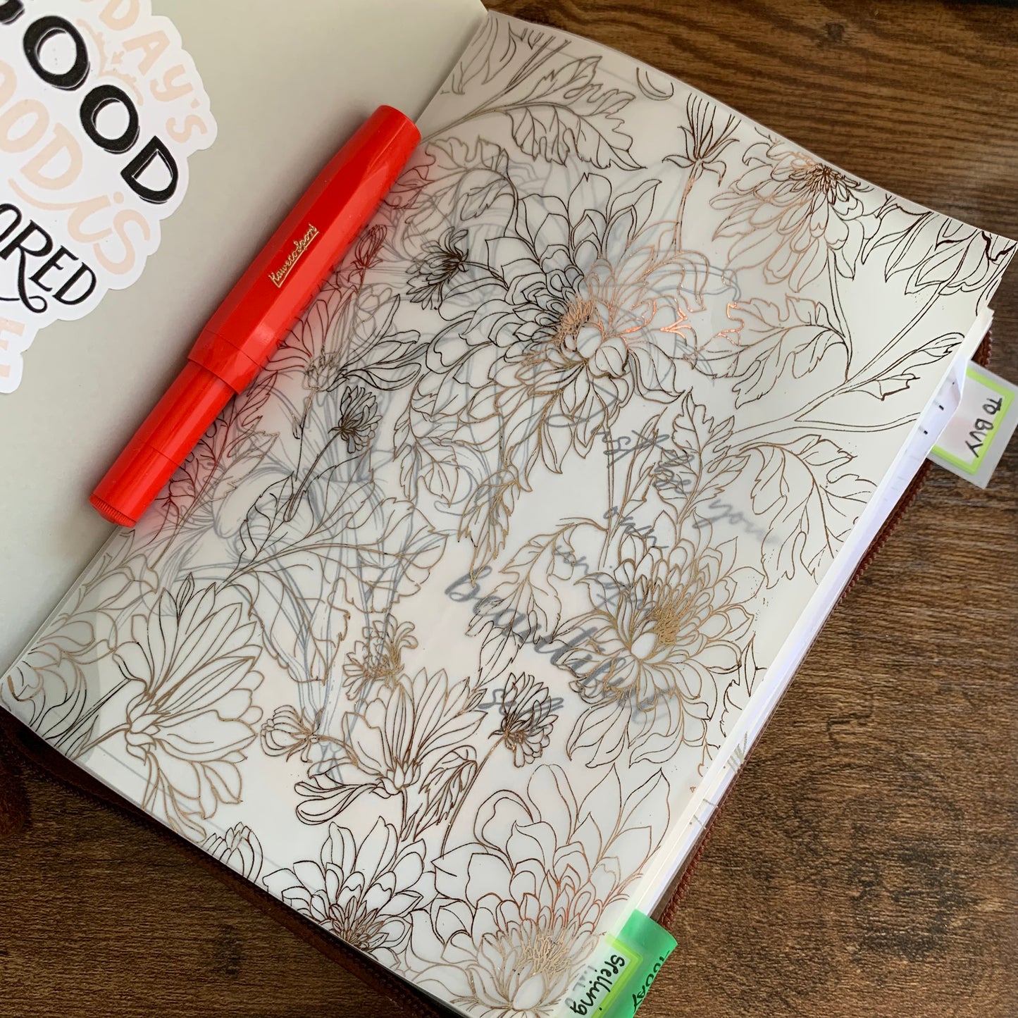 Rose Gold Floral Vellum X Acetate Planner Dashboard - Eliza
